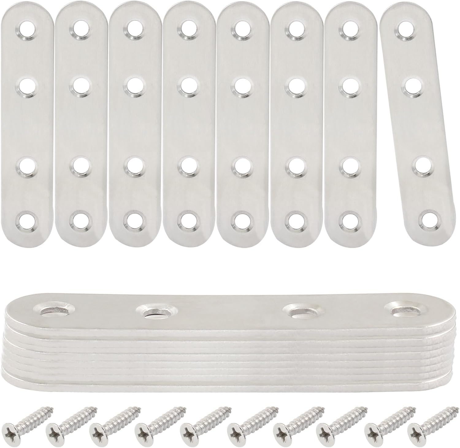 16-Piece 3-Inch Stainless Steel Straight Bracket for Furniture Repair