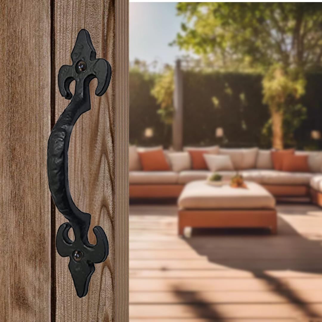 Sturdy 8-Inch Hammered Cast Iron Door Handle