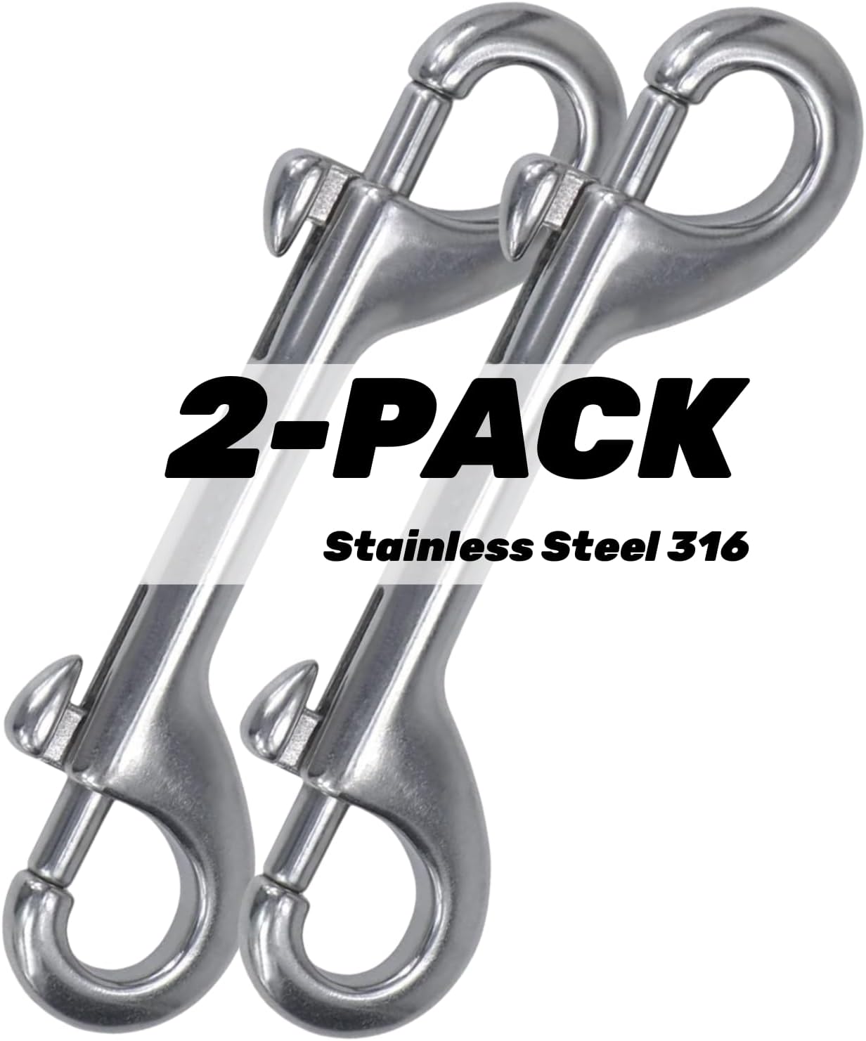 316 Stainless Steel Double Ended Bolt Snap Hook 2-Pack