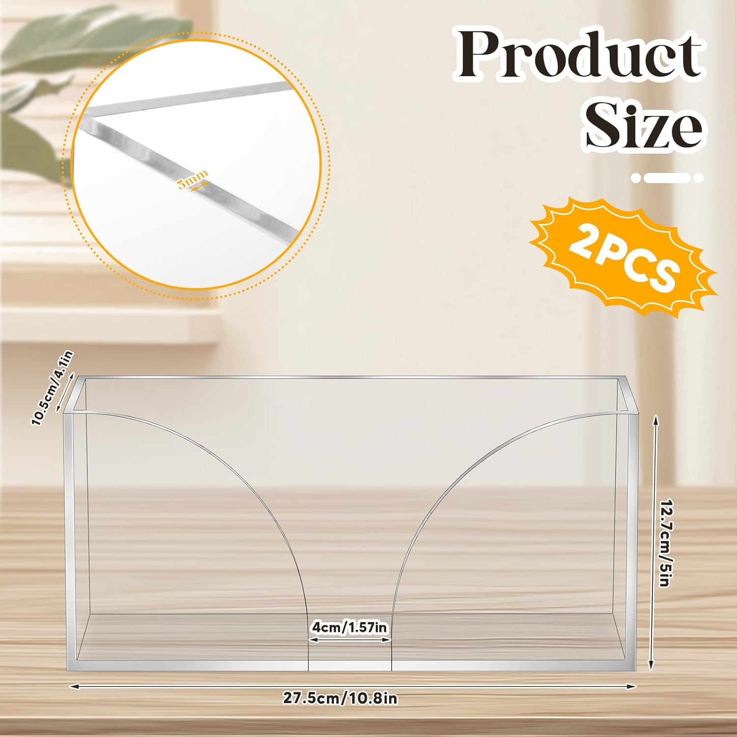 2PCS Acrylic Paper Towel Dispenser for Countertop Bathroom Kitchen