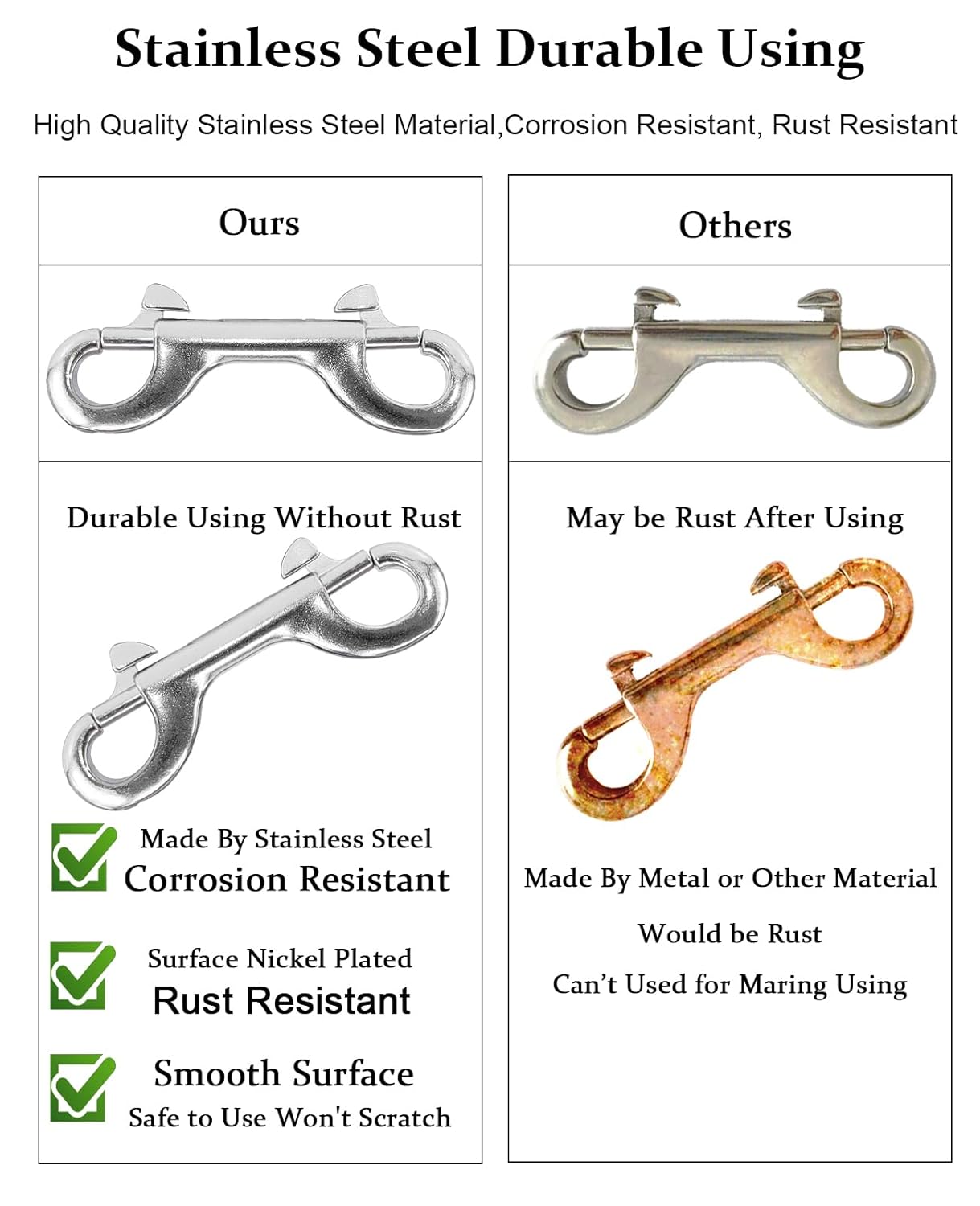 Pulado mecnicos double-ended bolt snap hooks stainless steel industrial applications