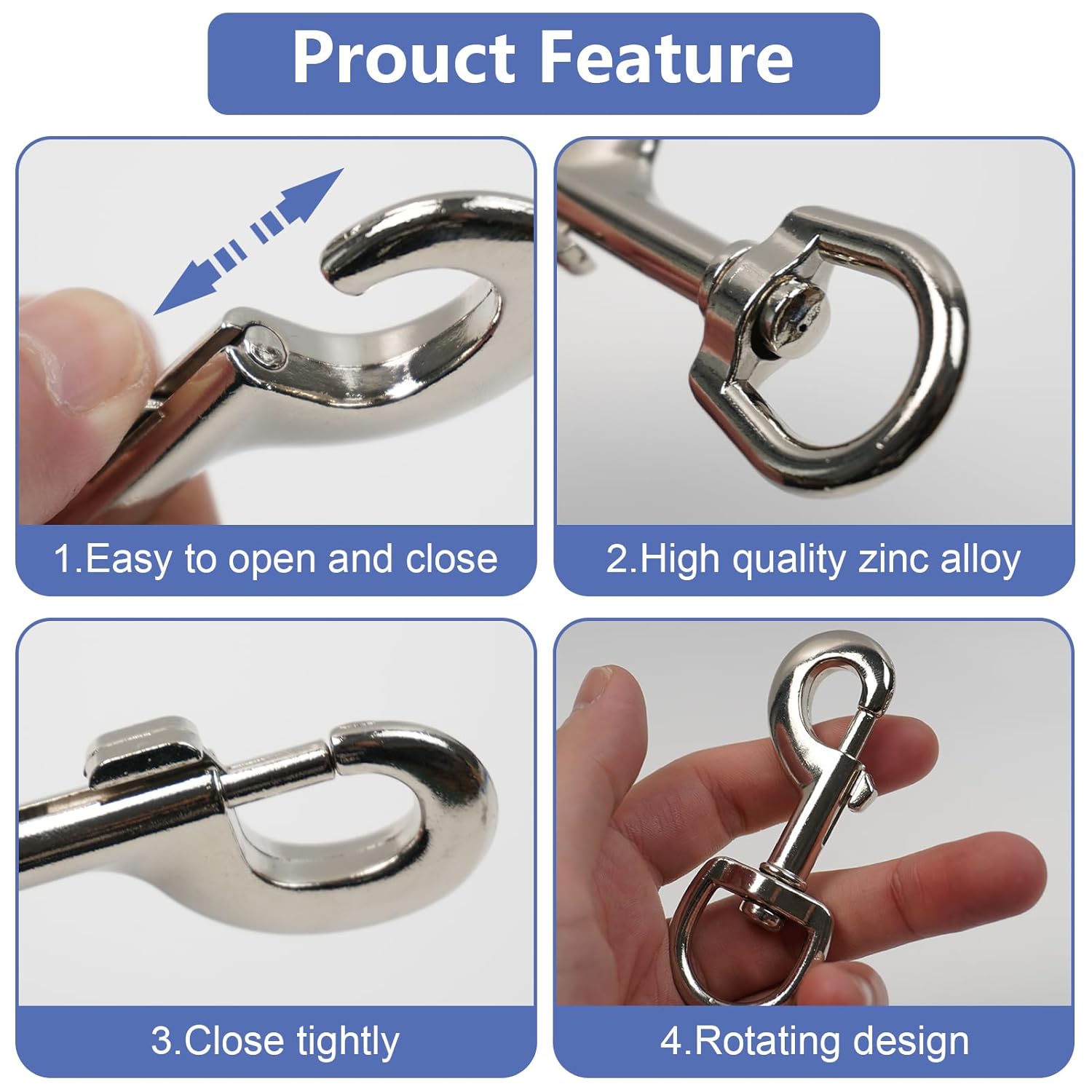 Durable Animal Snap Hooks SPNKMJUJ 6-Pack Zinc Alloy Snap Clips