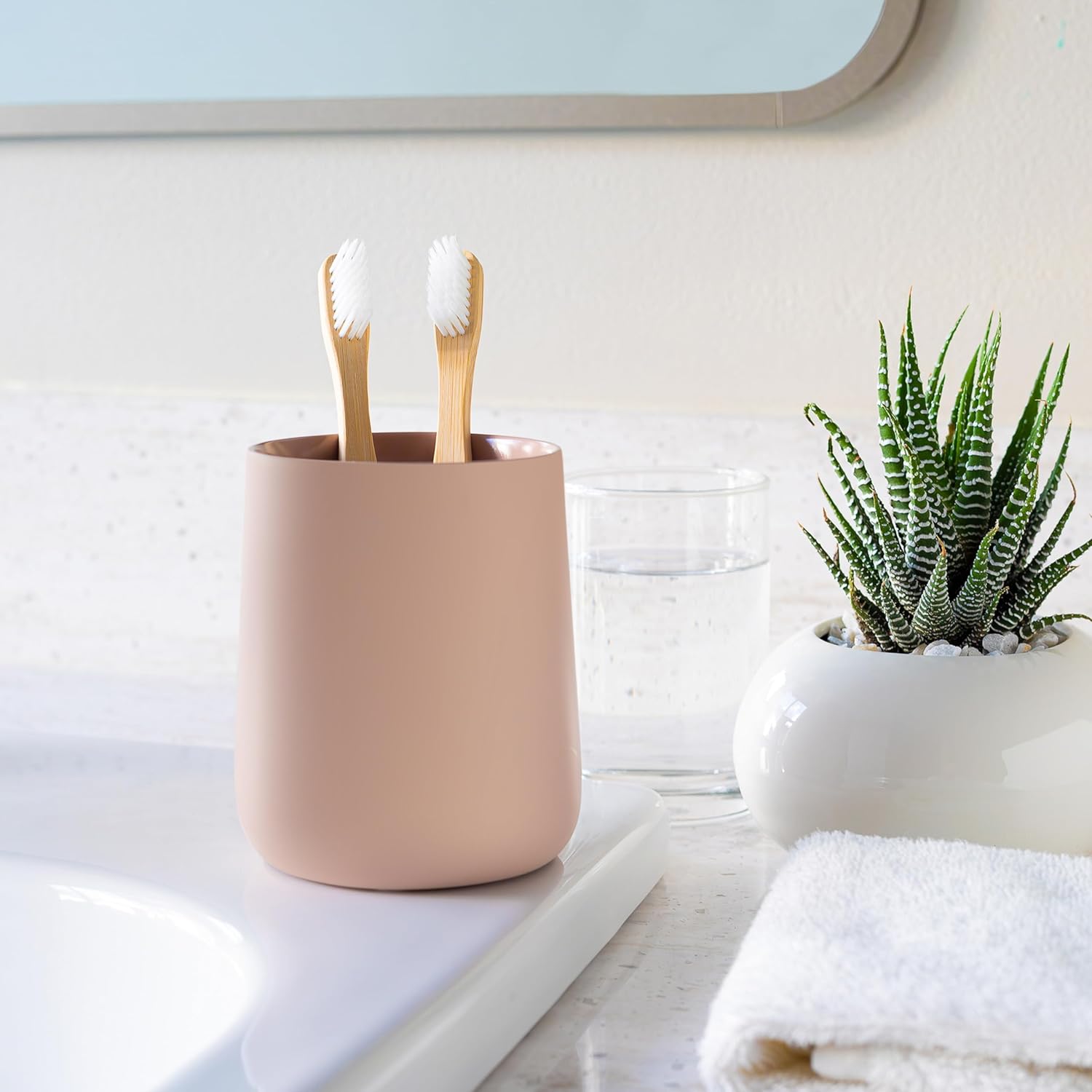 Durable Matte Dusty PinkMauve Toothbrush Toothpaste Organizer