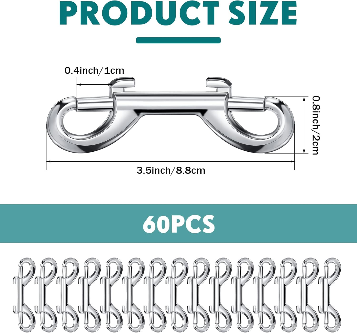 Therwen 60 Pcs Double Ended Snap Hooks 35 Inch Heavy Duty Bolt Snaps