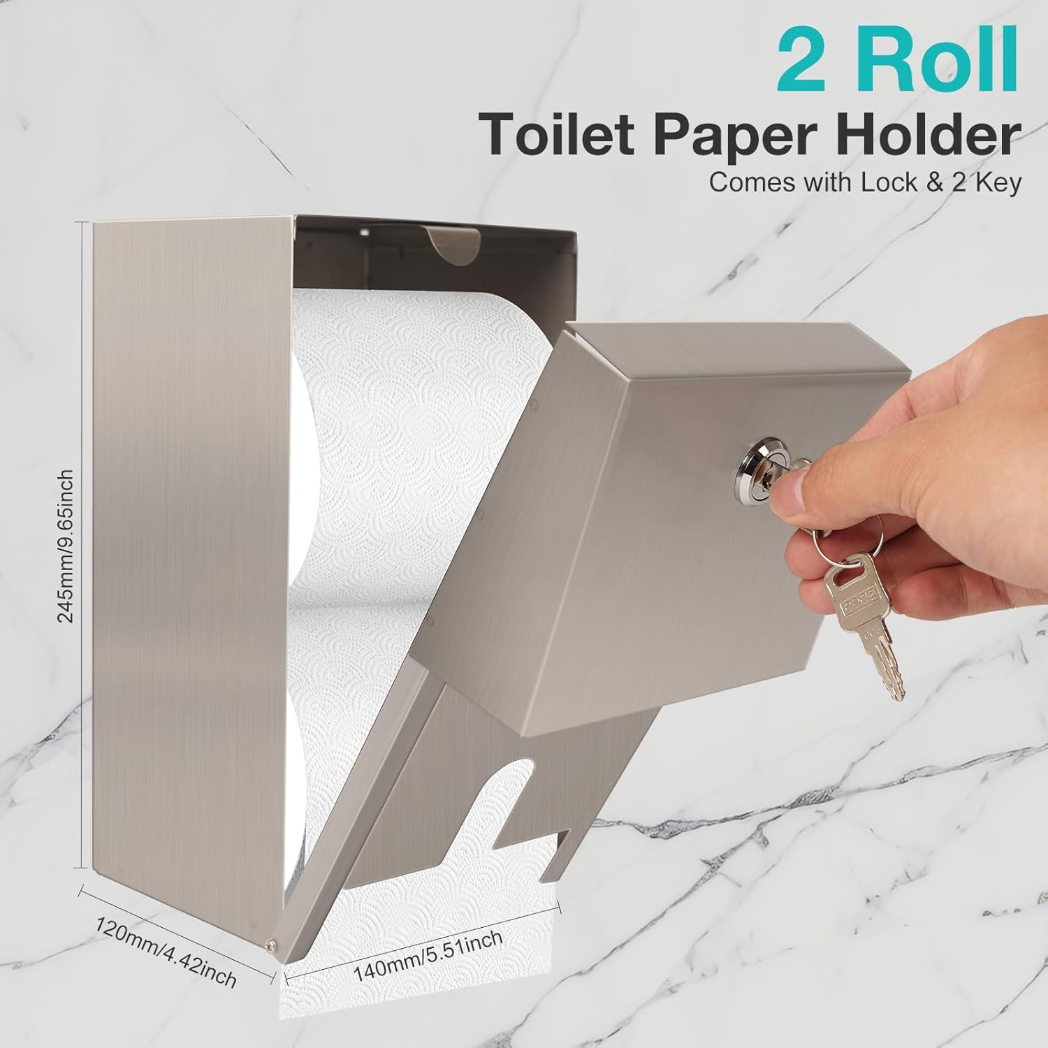 Double Toilet Paper Holder with Locking Mechanism
