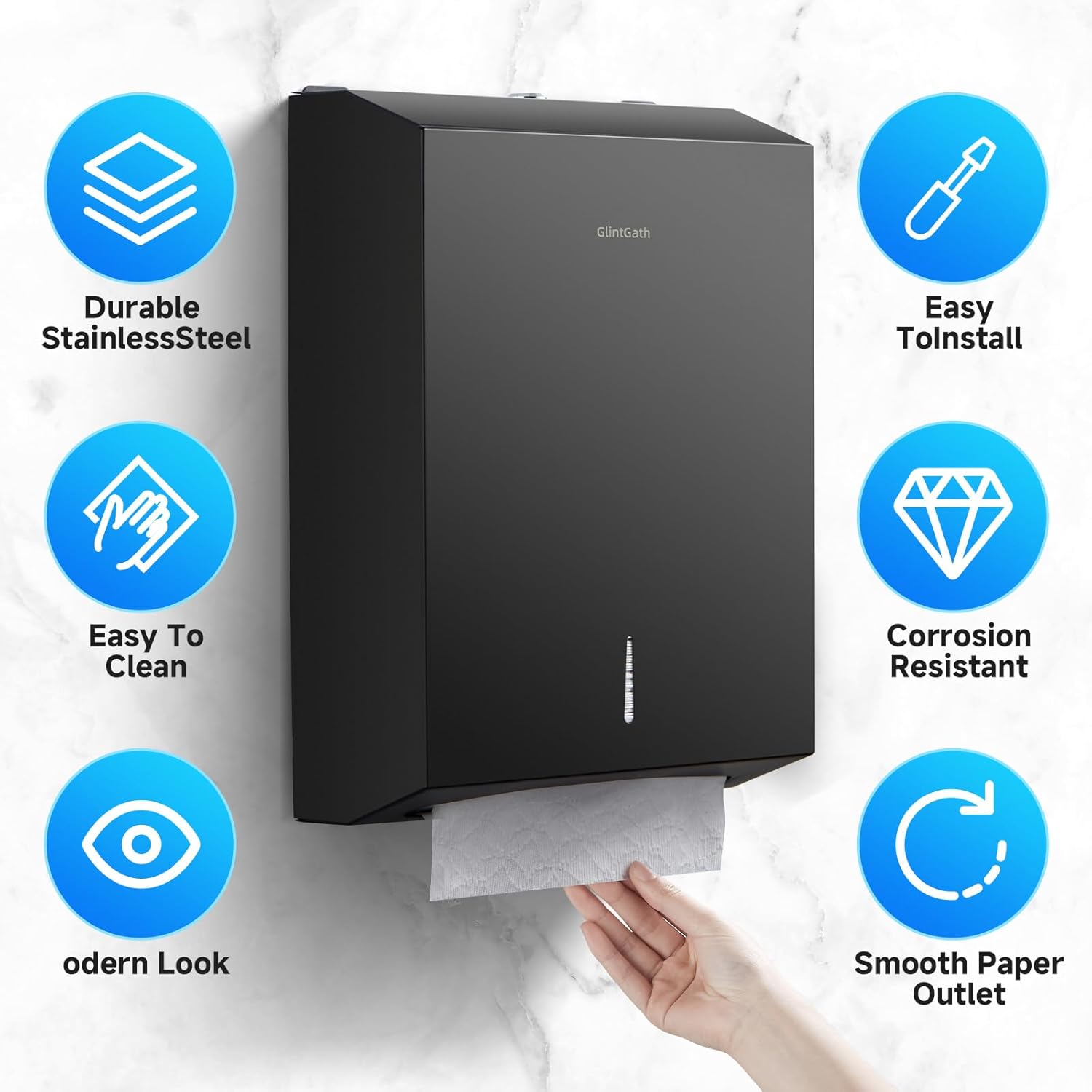 GlintGath 304 Stainless Steel Touchless Paper Towel Dispenser
