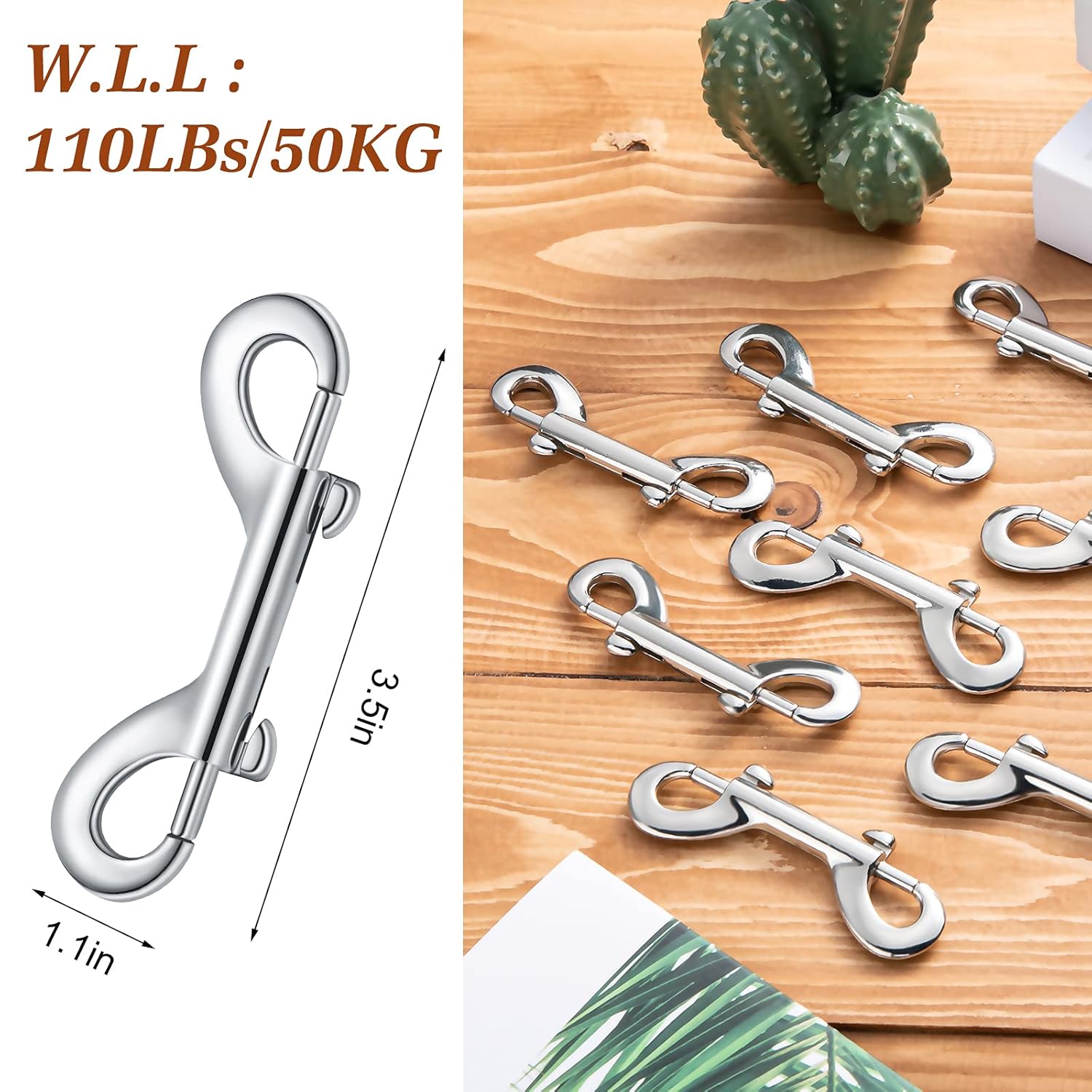 Durable Metal Clips 35-Inch Double-Ended Bolt Snaps