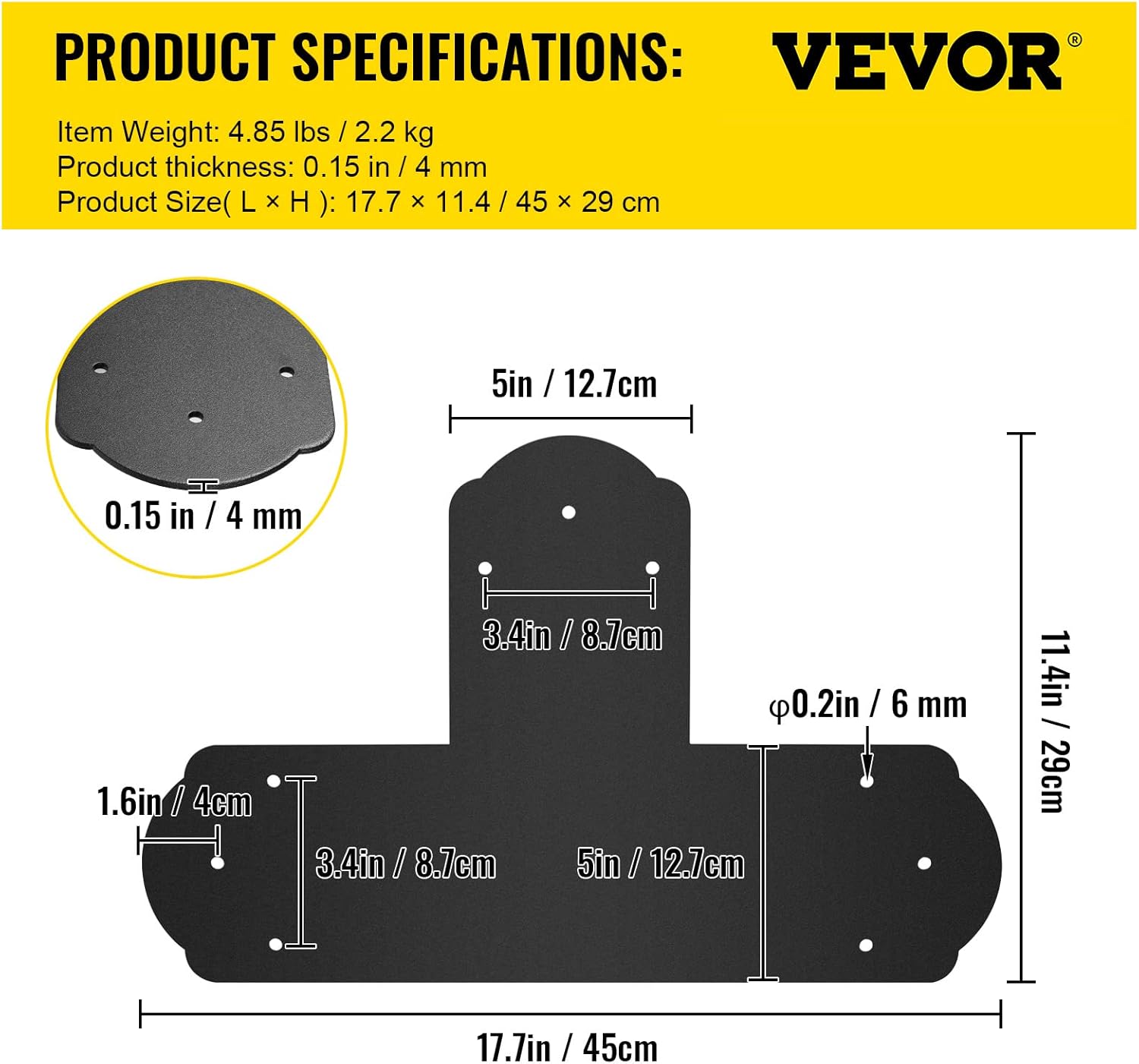 VEVOR Black T Bracket 6x6 8PCs Heavy Duty Steel Connector