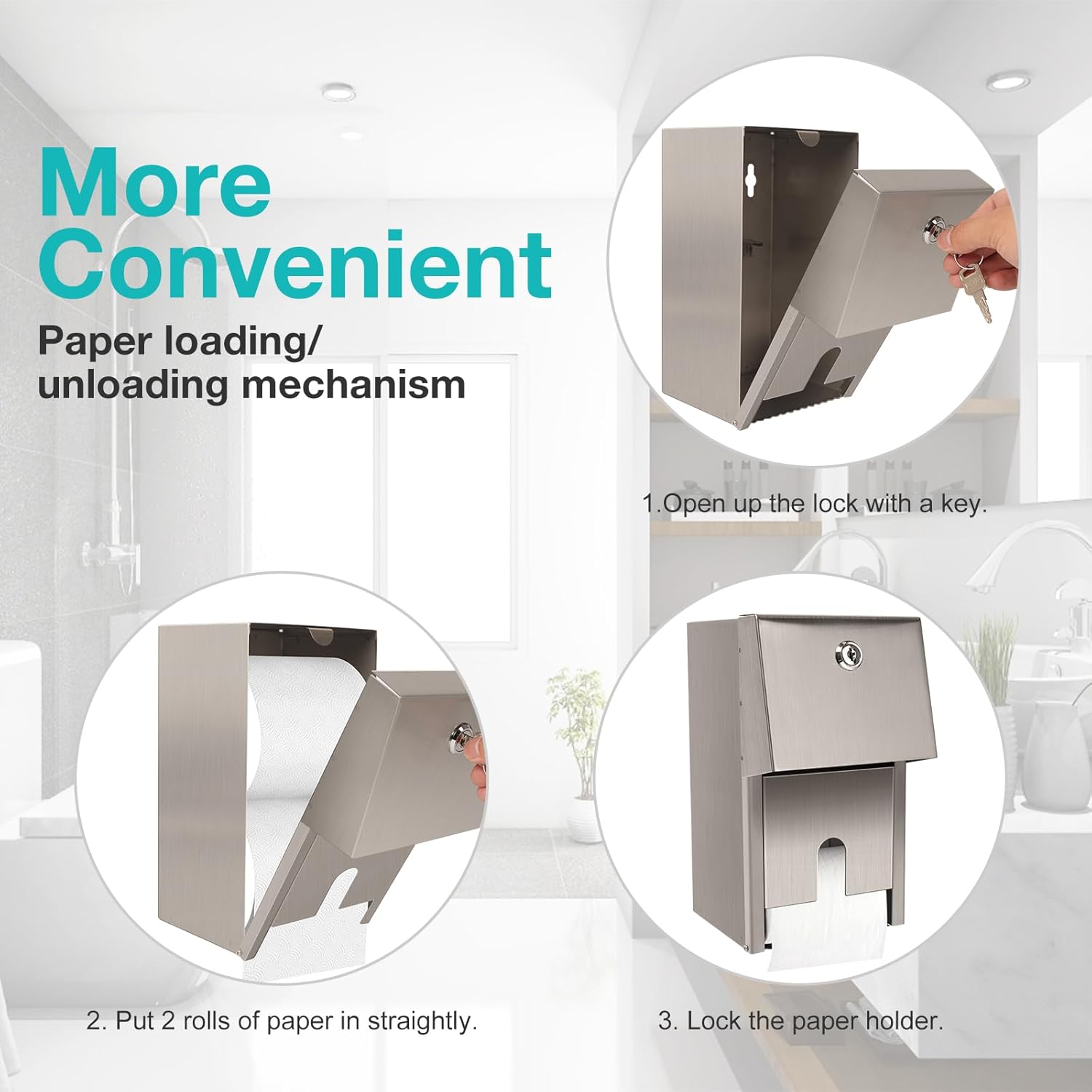 Double Toilet Paper Holder with Locking Mechanism