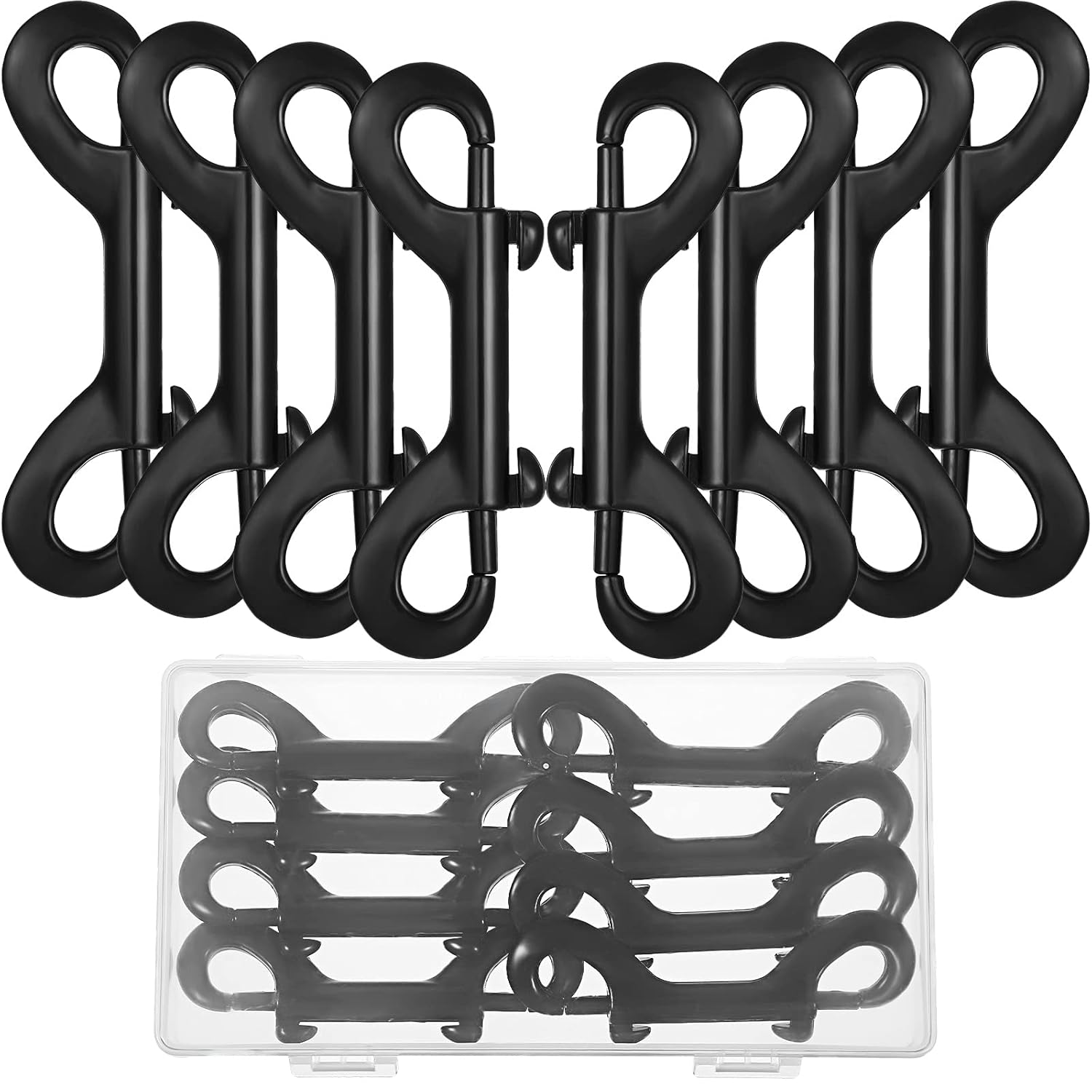 Ferraycle Double-Ended 8-Piece Black Zinc Alloy Snap Clips