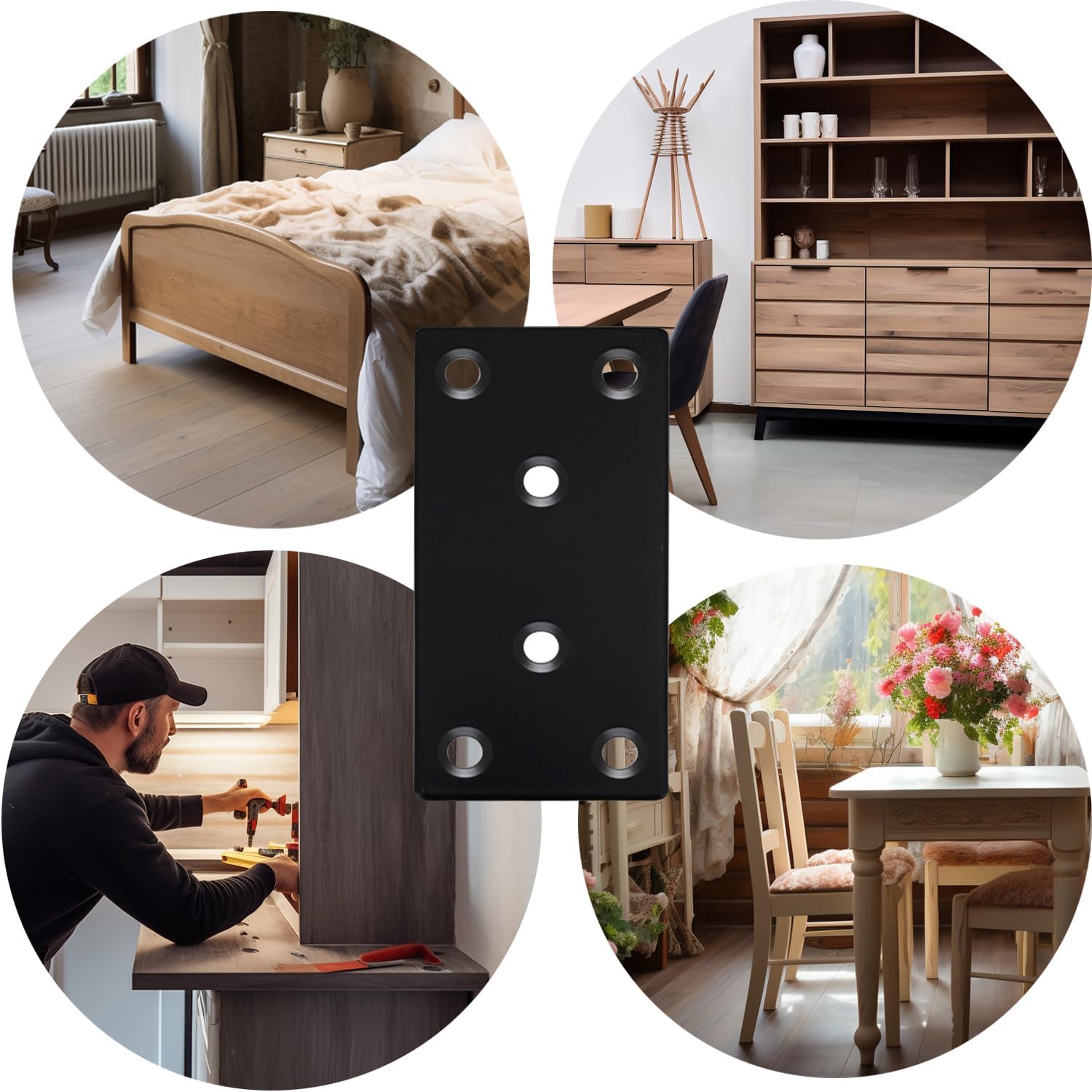 QSJ 8-Pack Stainless Steel Flat Mending Plate for Wood Furniture