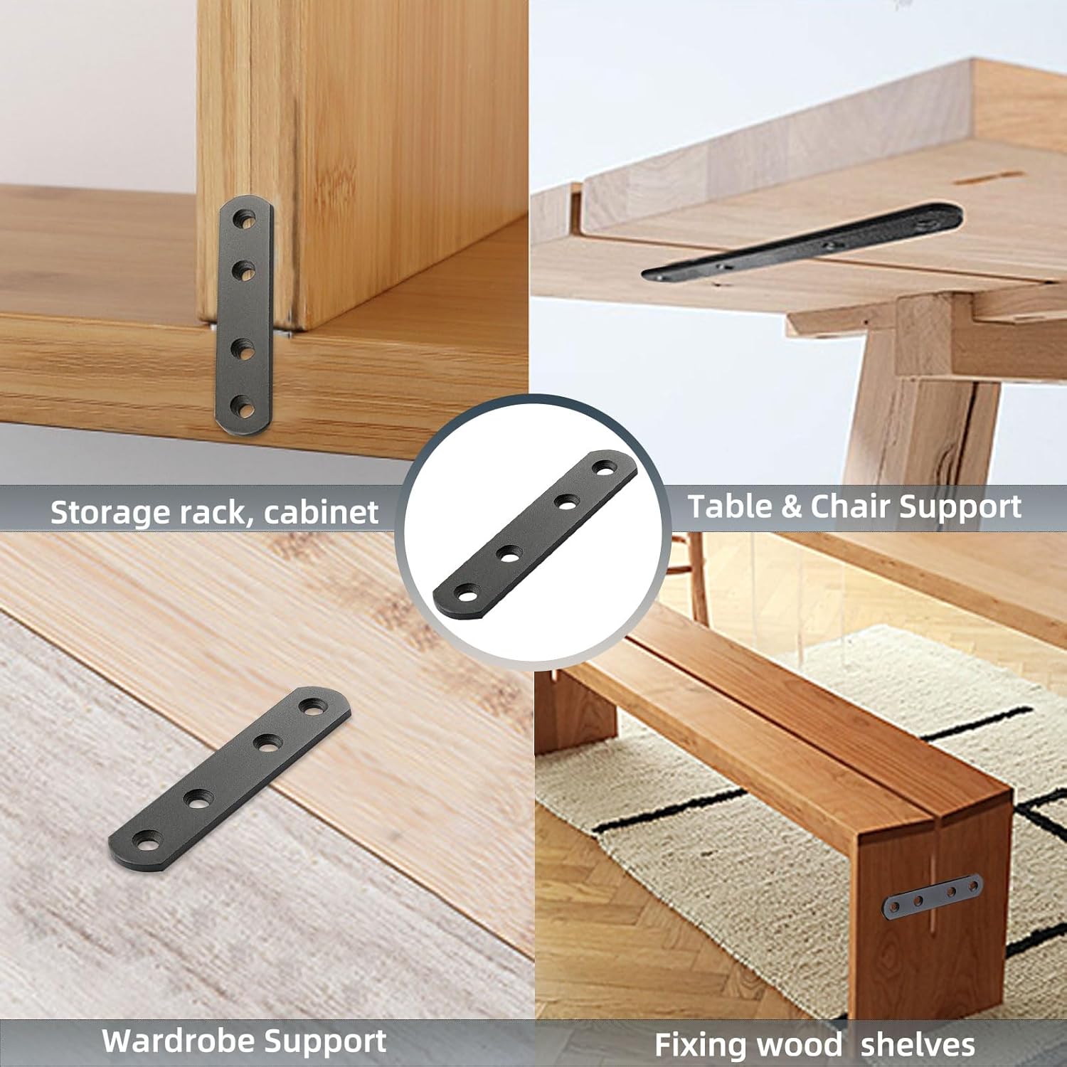 10-Piece Metal Mending Plate Set for Wood Fixtures