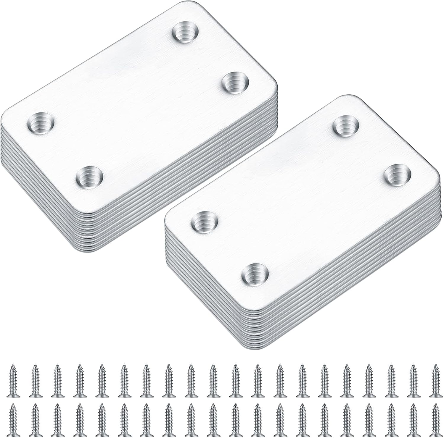 20-Piece Stainless Steel Flat Mending Plates for Wood Furniture