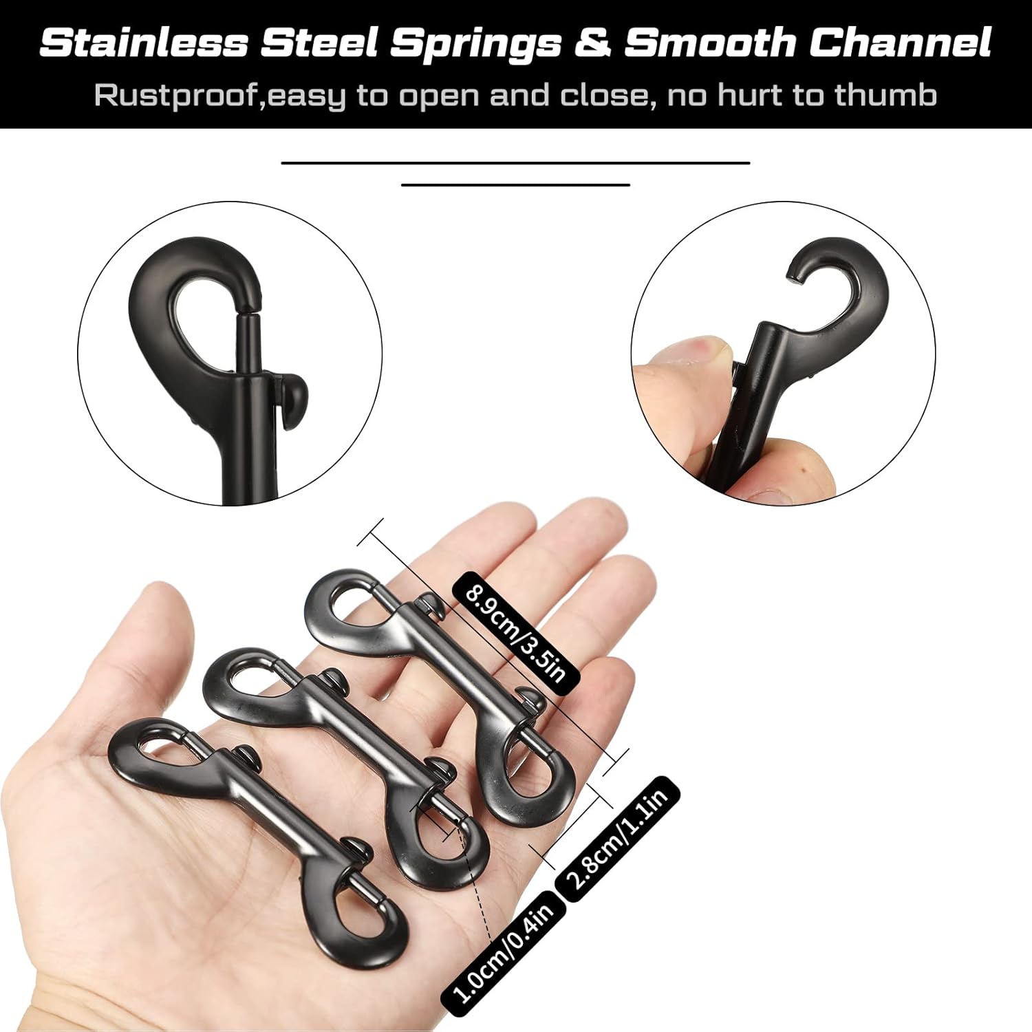 Ferraycle Double-Ended 8-Piece Black Zinc Alloy Snap Clips