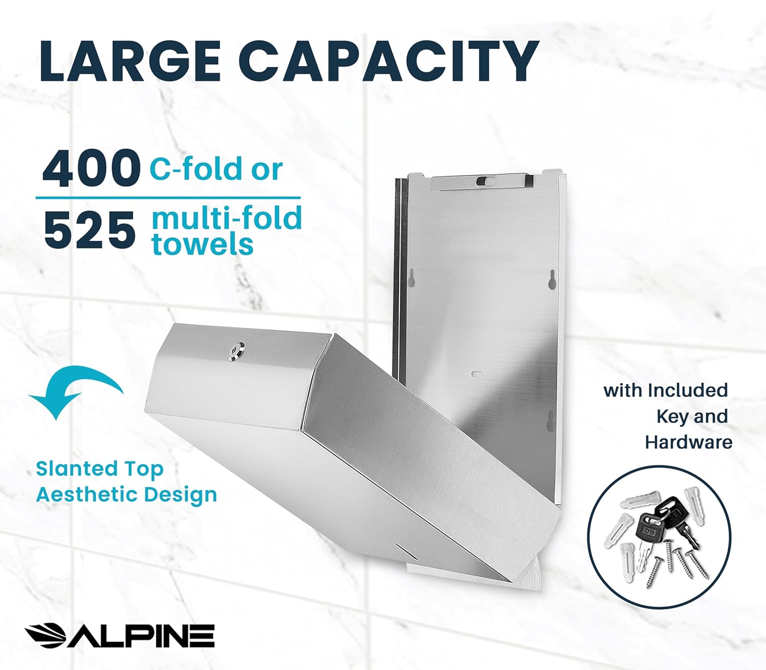 Alpine Commercial Paper Towel Dispenser Wall Mount Stainless Steel