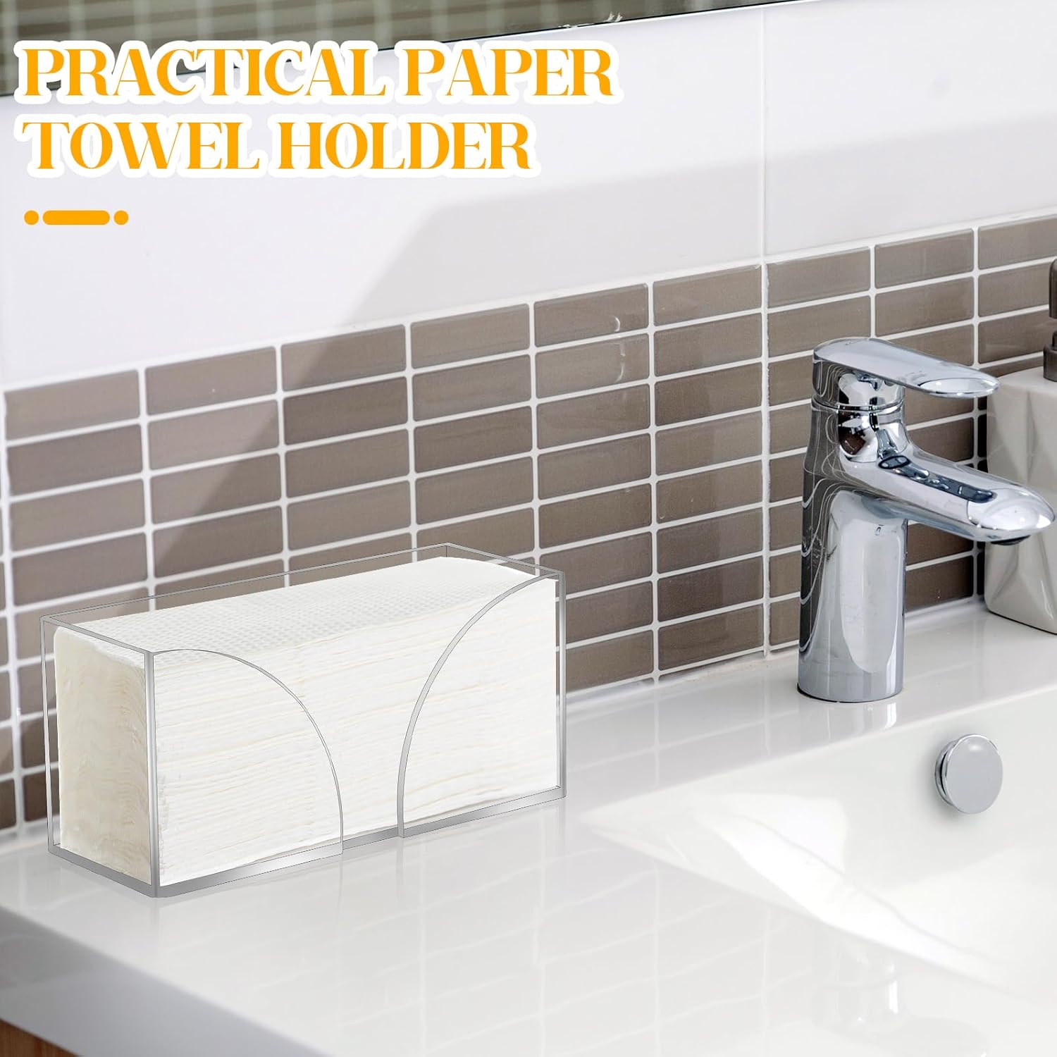 2PCS Acrylic Paper Towel Dispenser for Countertop Bathroom Kitchen