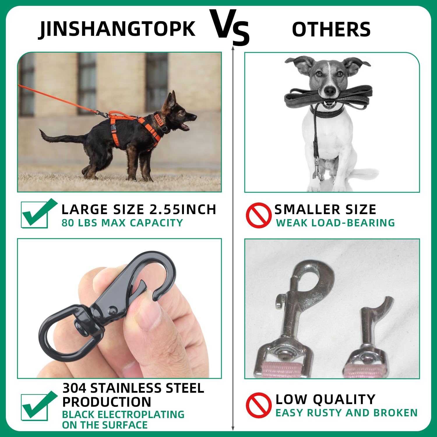 Secure Your Marine Gear with 6-Piece Stainless Steel Snap Hooks