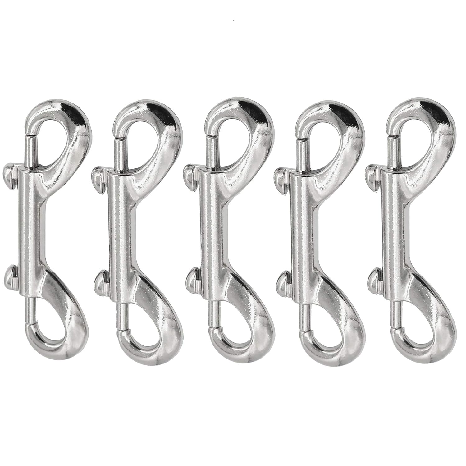 5PCS ZINC ALLOY DOUBLE ENDED SILVER BOLT SNAPS CLIPS 3-12inch LONG FASTENERS