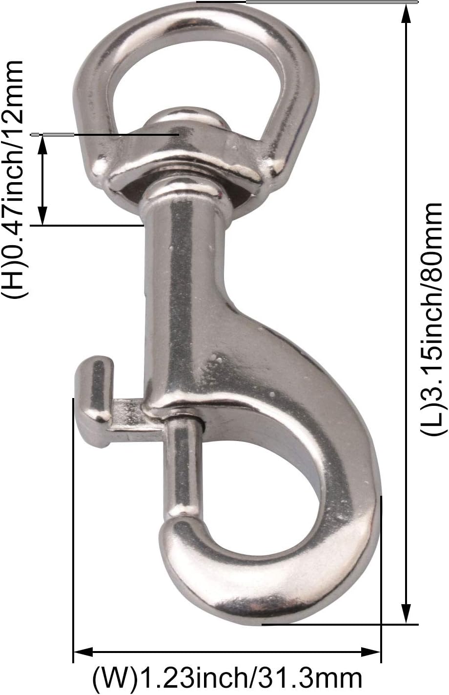 Mxfans Stainless Steel Swivel Round Snap Key Chain Clips for Industrial Use