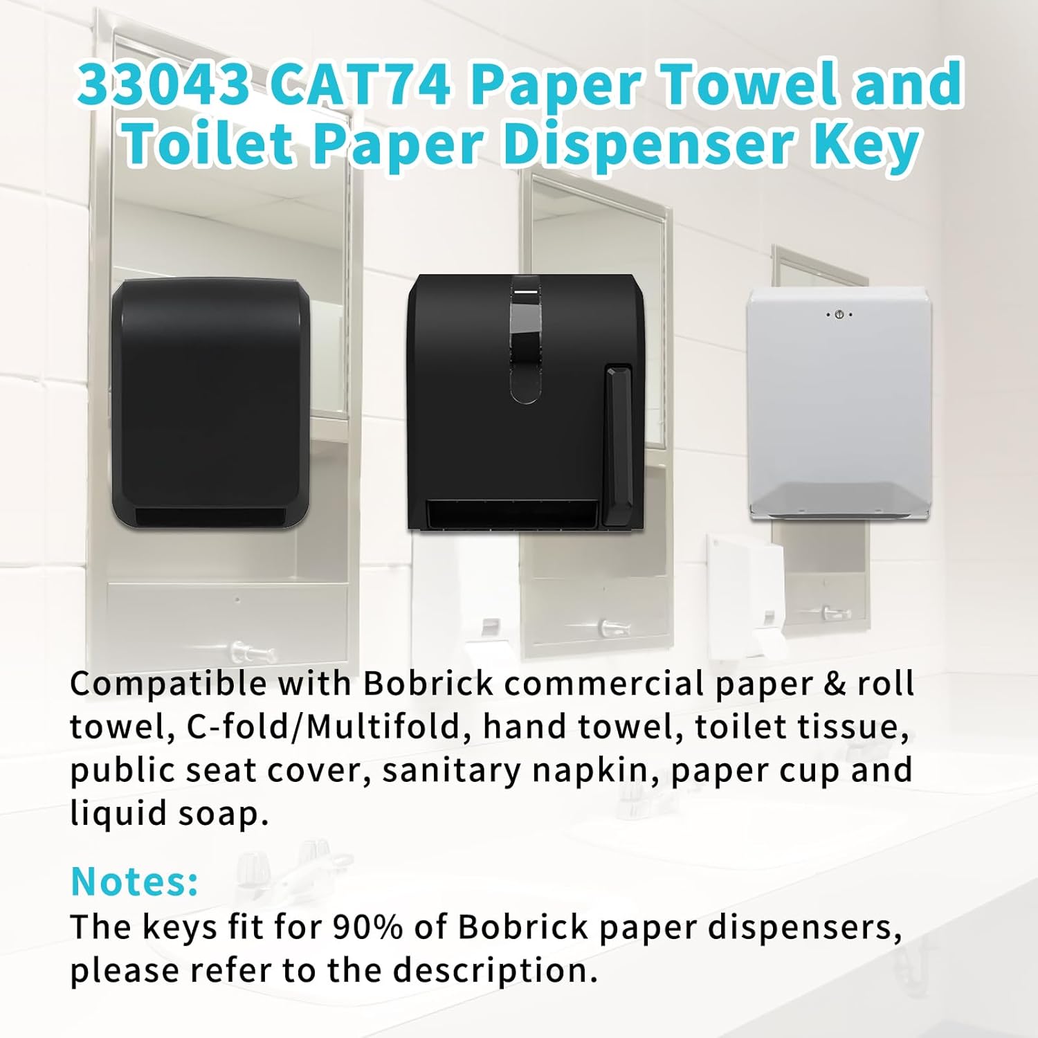 10-Piece CAT74 compatible keys for Janitor Bobrick dispensers