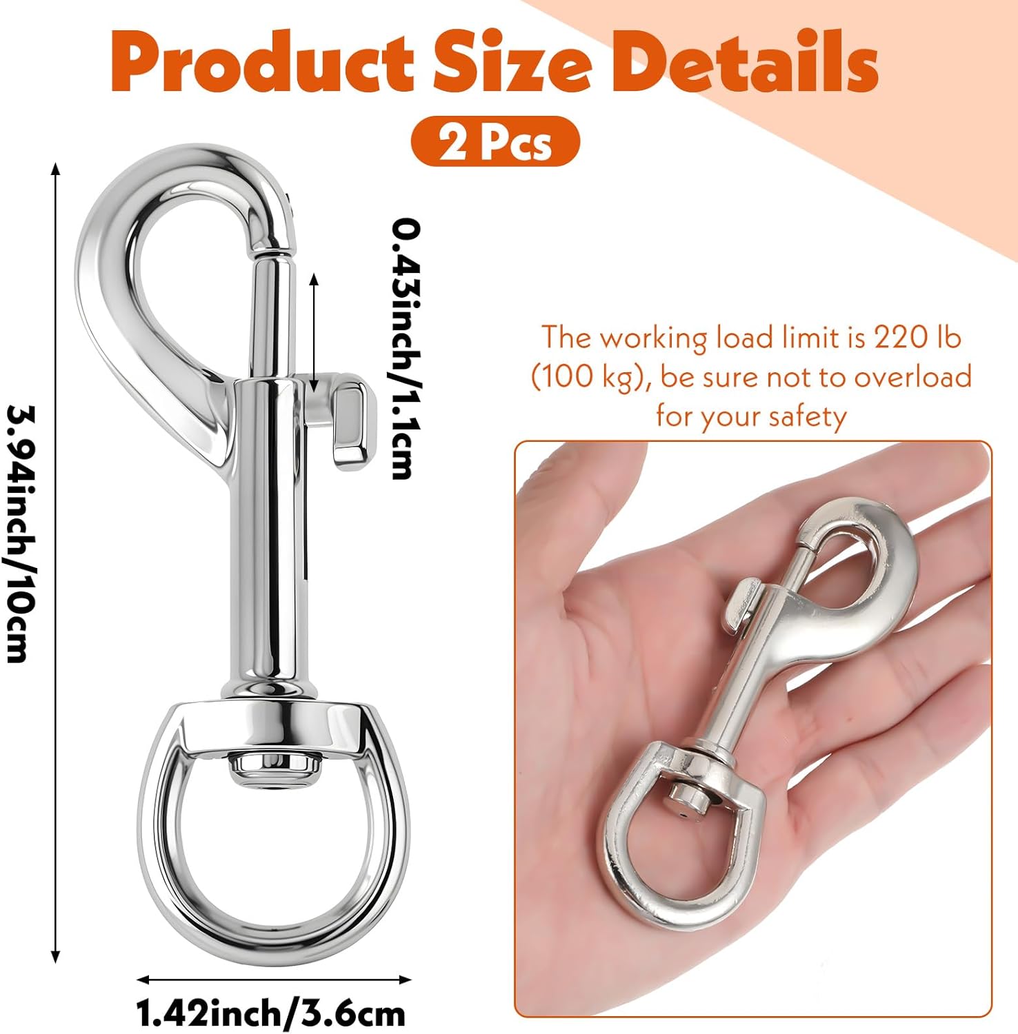 Teaaha 4 Swivel Snap Clips Heavy Duty 2-Piece Set