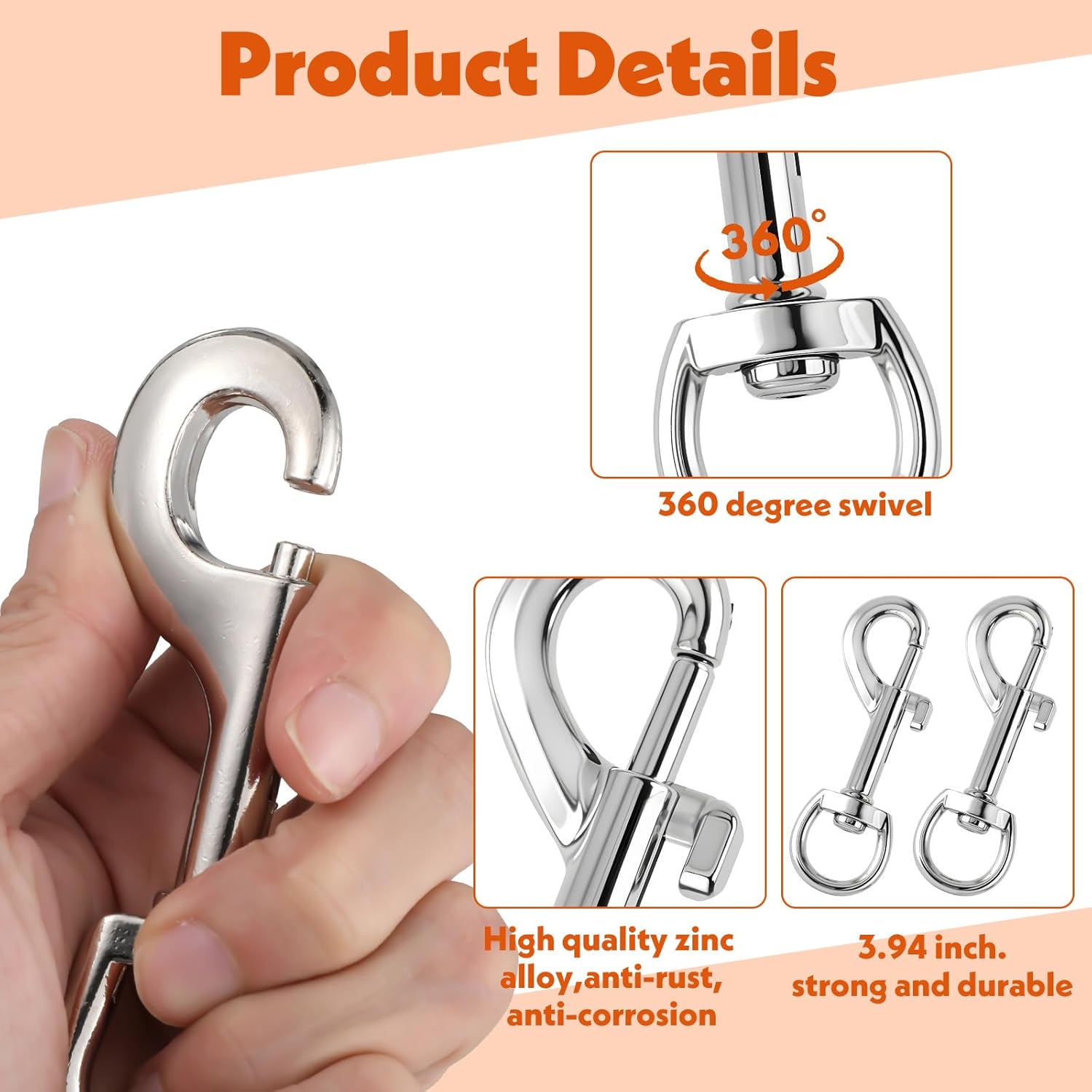 Teaaha 4 Swivel Snap Clips Heavy Duty 2-Piece Set