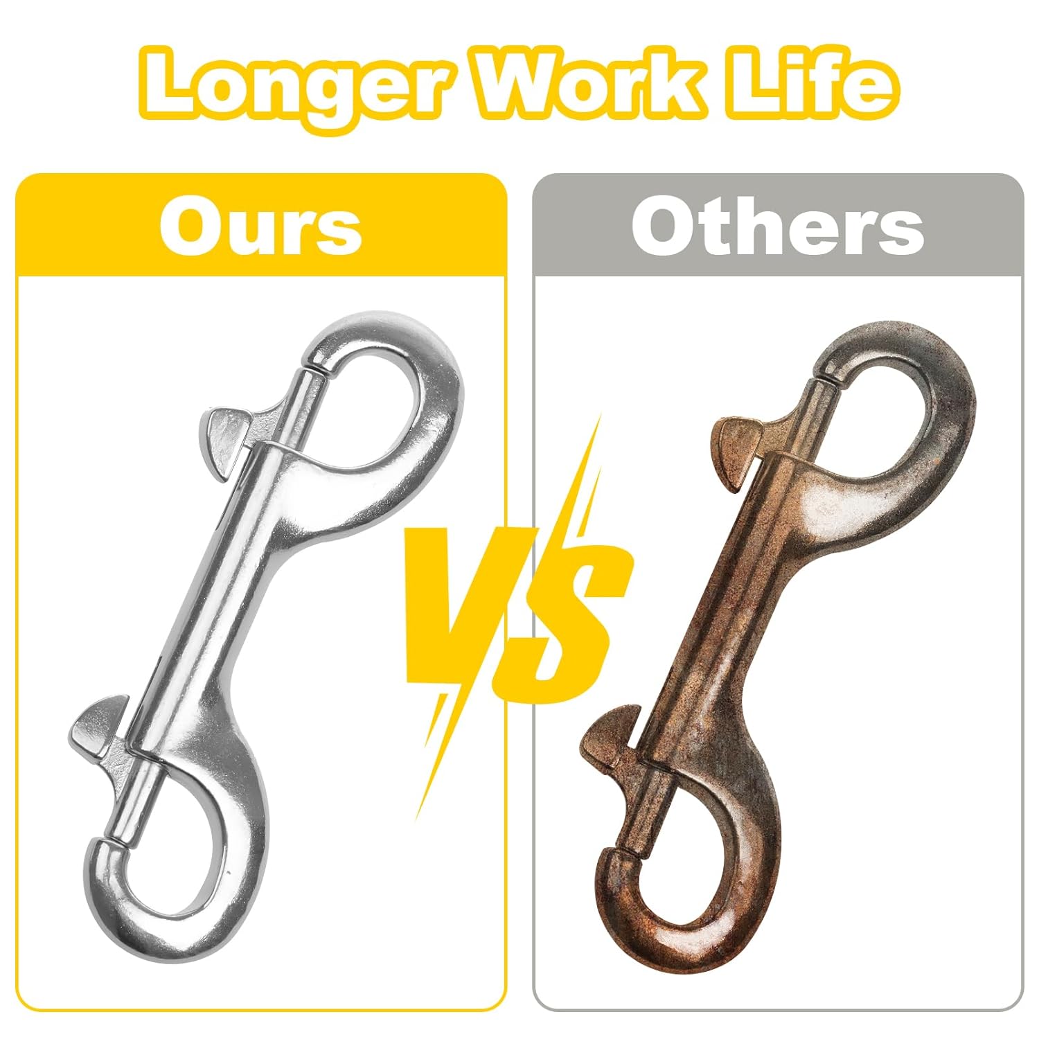 Double Ended Bolt Snap Hook 2-Pack Marine Grade Stainless Steel Bolt Snaps