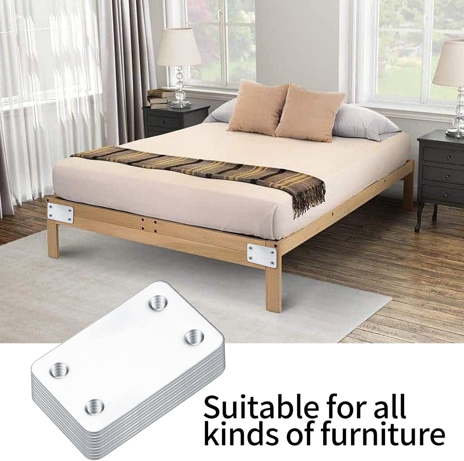 20-Piece Stainless Steel Flat Mending Plates for Wood Furniture