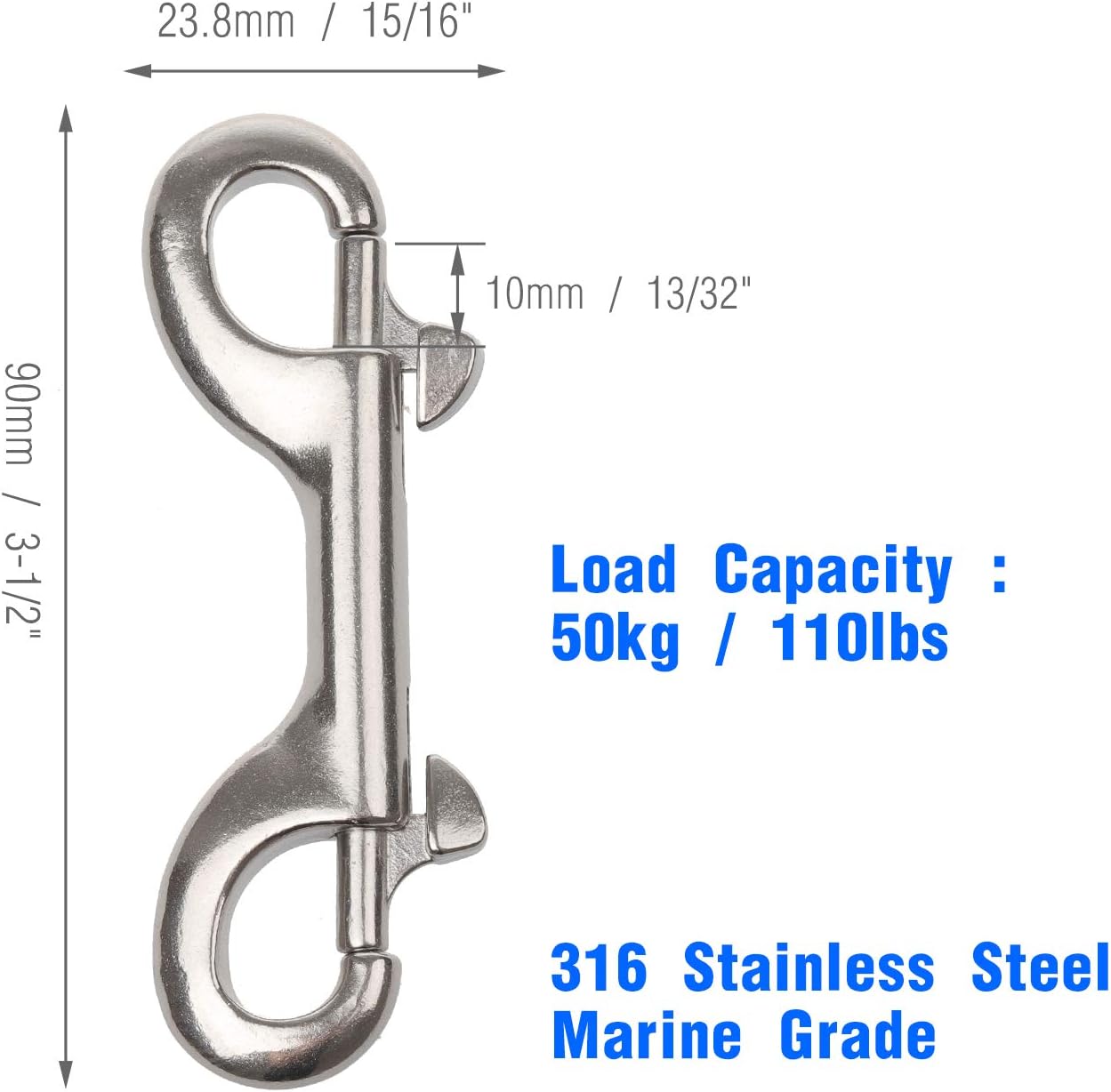 Double-Ended Bolt Snap Clips 316 SS