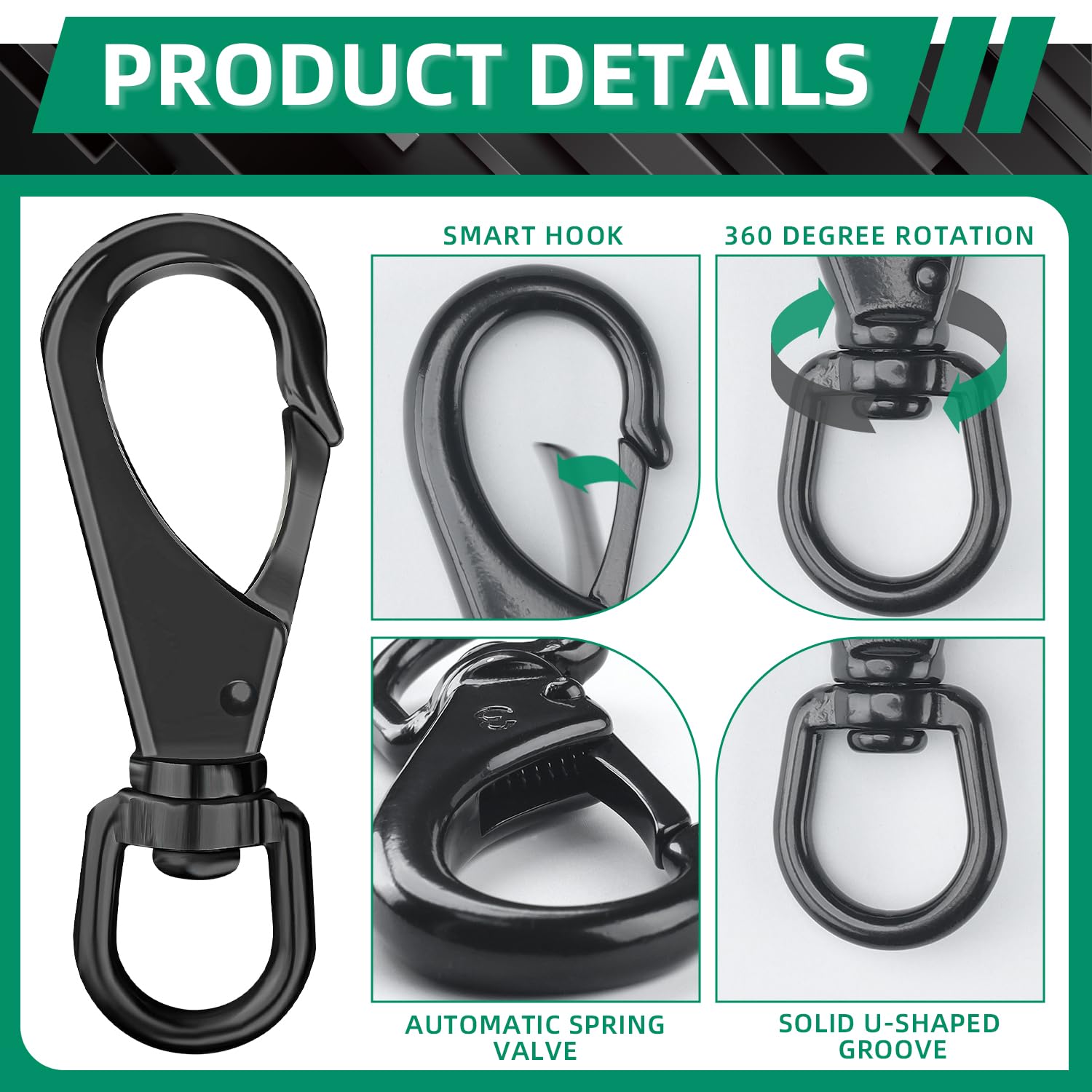 Secure Your Marine Gear with 6-Piece Stainless Steel Snap Hooks