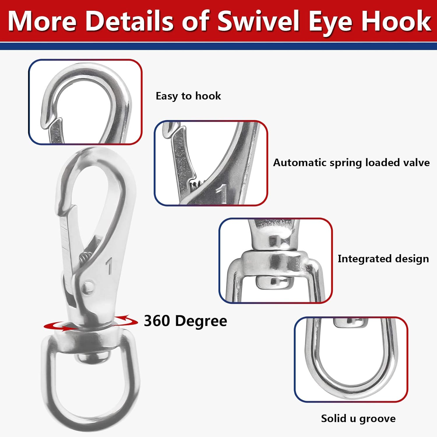 304 Stainless Steel Swivel Snap Hooks for Keychains Pets and More