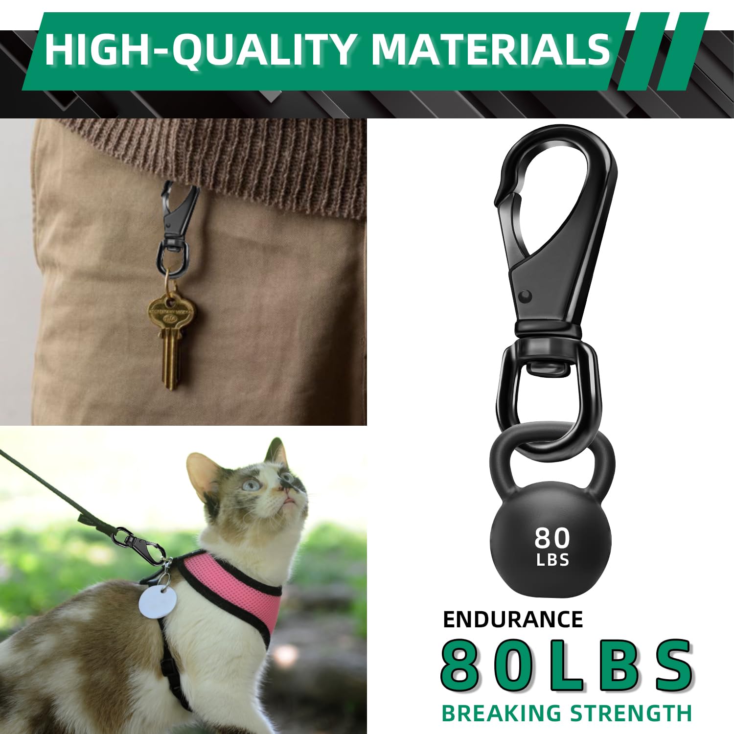 Secure Your Marine Gear with 6-Piece Stainless Steel Snap Hooks