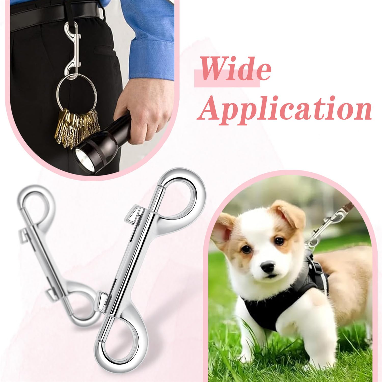 Double-Ended Bolt Snaps Keys for Dogs Zinc Alloy
