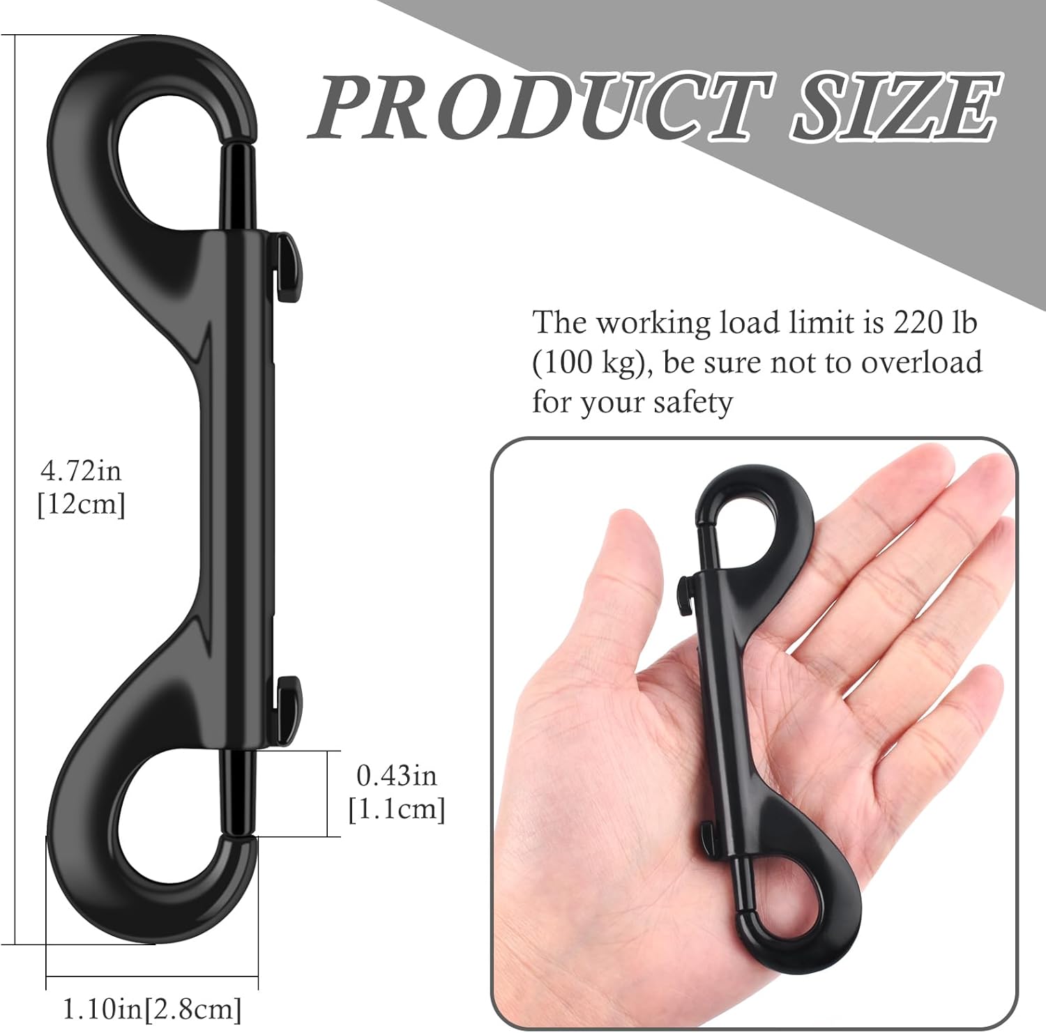 ERKOON Double-Ended Bolt Snaps Heavy Duty 220lbs Load Capacity 8 Piece Pack