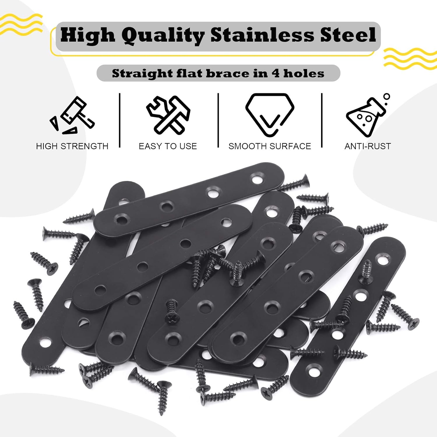Hilitchi Stainless Steel Straight Corner Braces 130mm 15 Pack