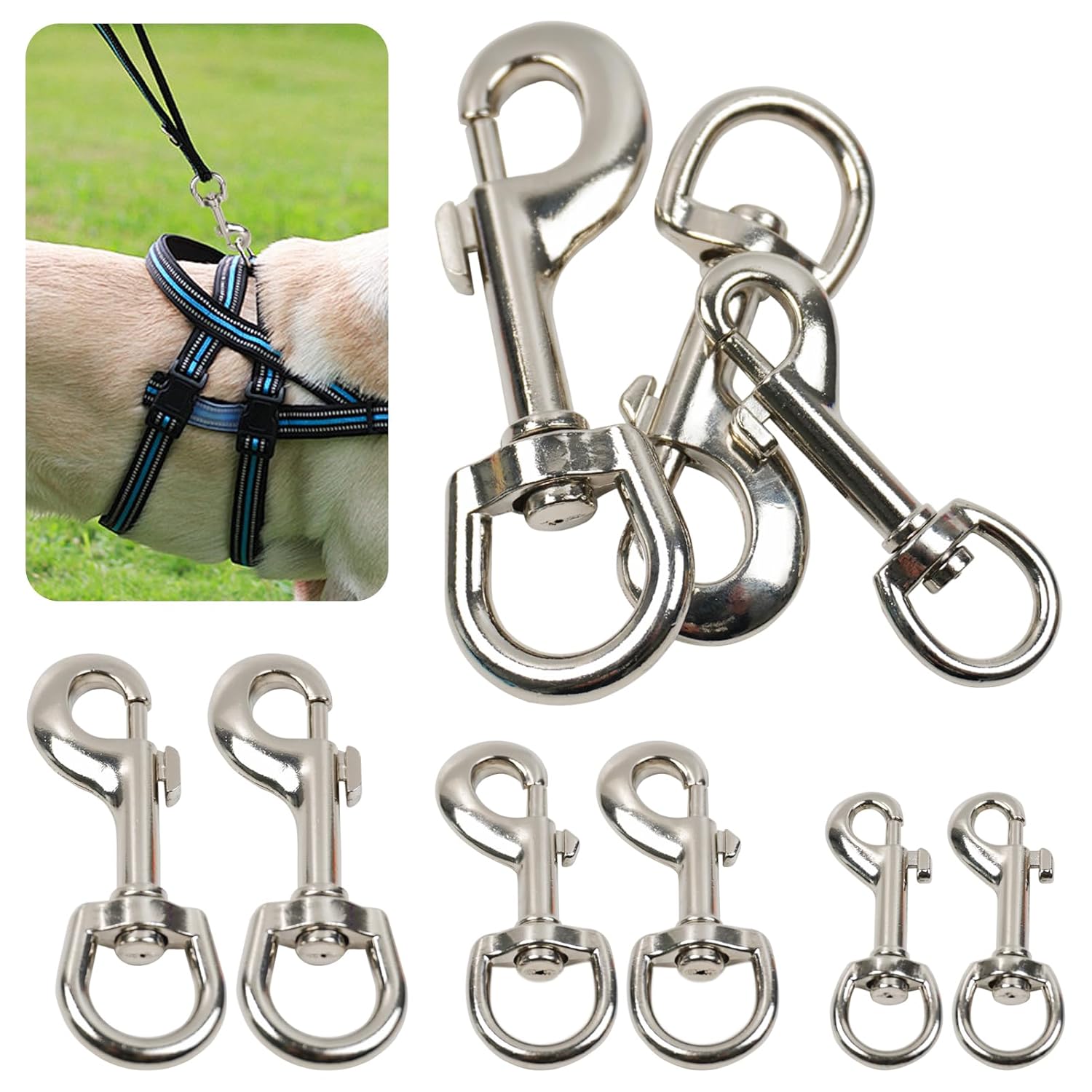 Durable Animal Snap Hooks SPNKMJUJ 6-Pack Zinc Alloy Snap Clips