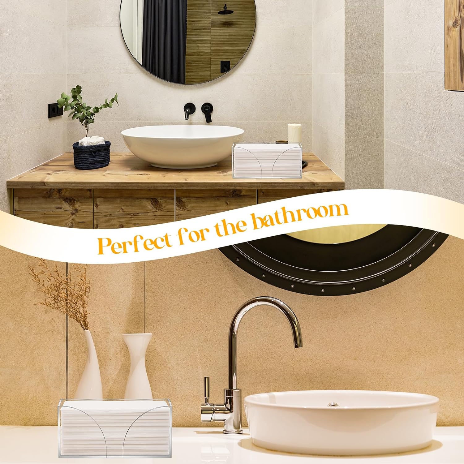 2PCS Acrylic Paper Towel Dispenser for Countertop Bathroom Kitchen