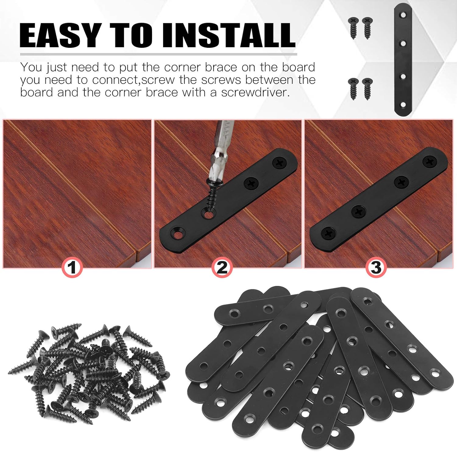 Hilitchi Stainless Steel Straight Corner Braces 130mm 15 Pack