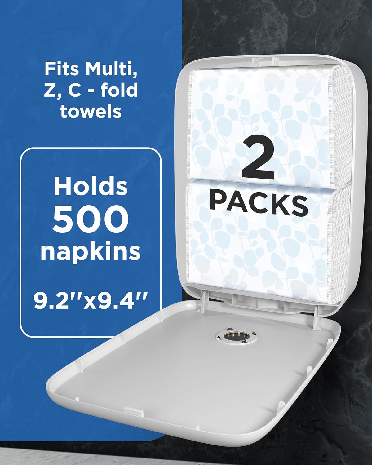 Multifold Commercial Paper Towel Dispenser Wall Mount - Sturdy Durable Modern Design White