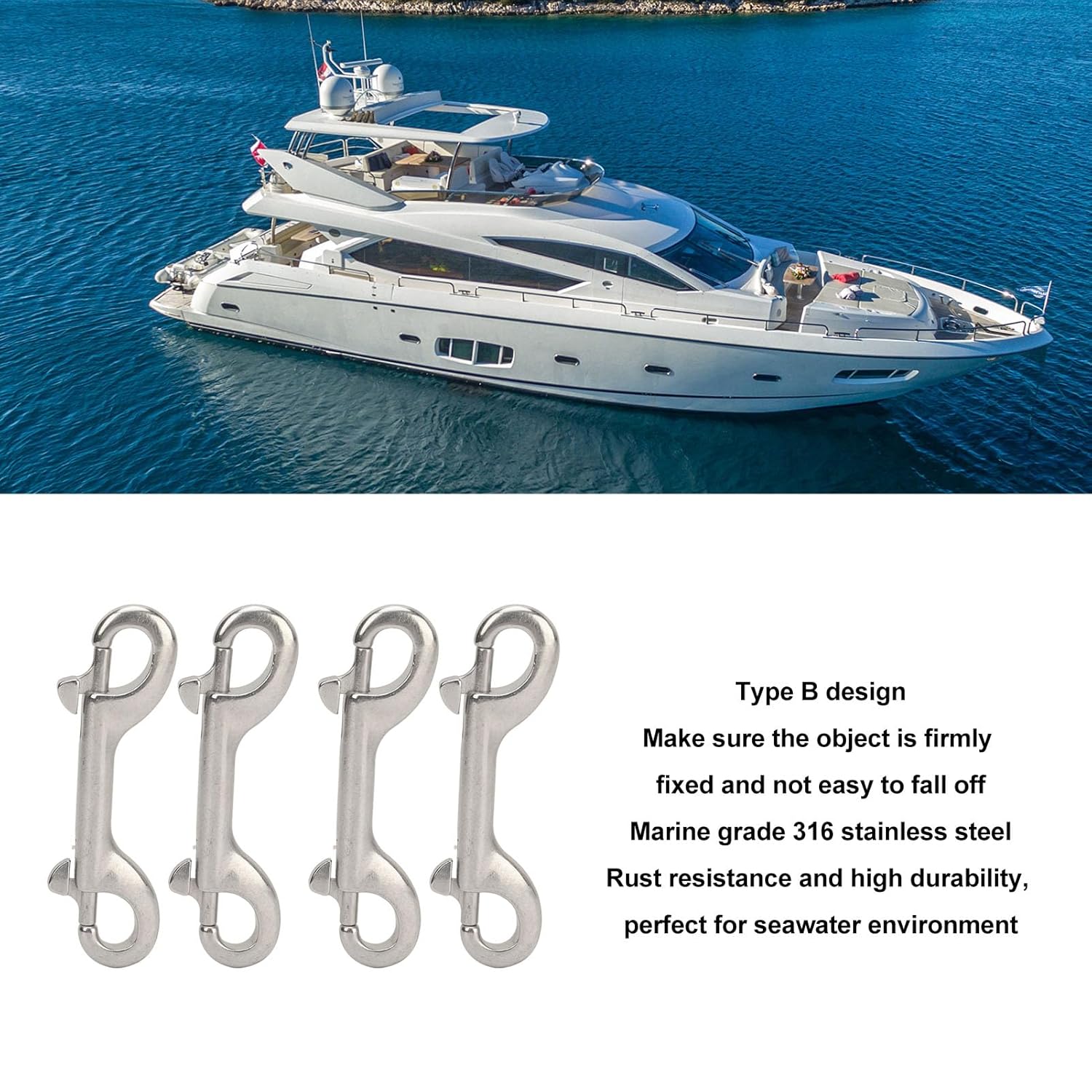 Double-Ended Marine Grade Stainless Steel Bolt Snap Hooks 115mm