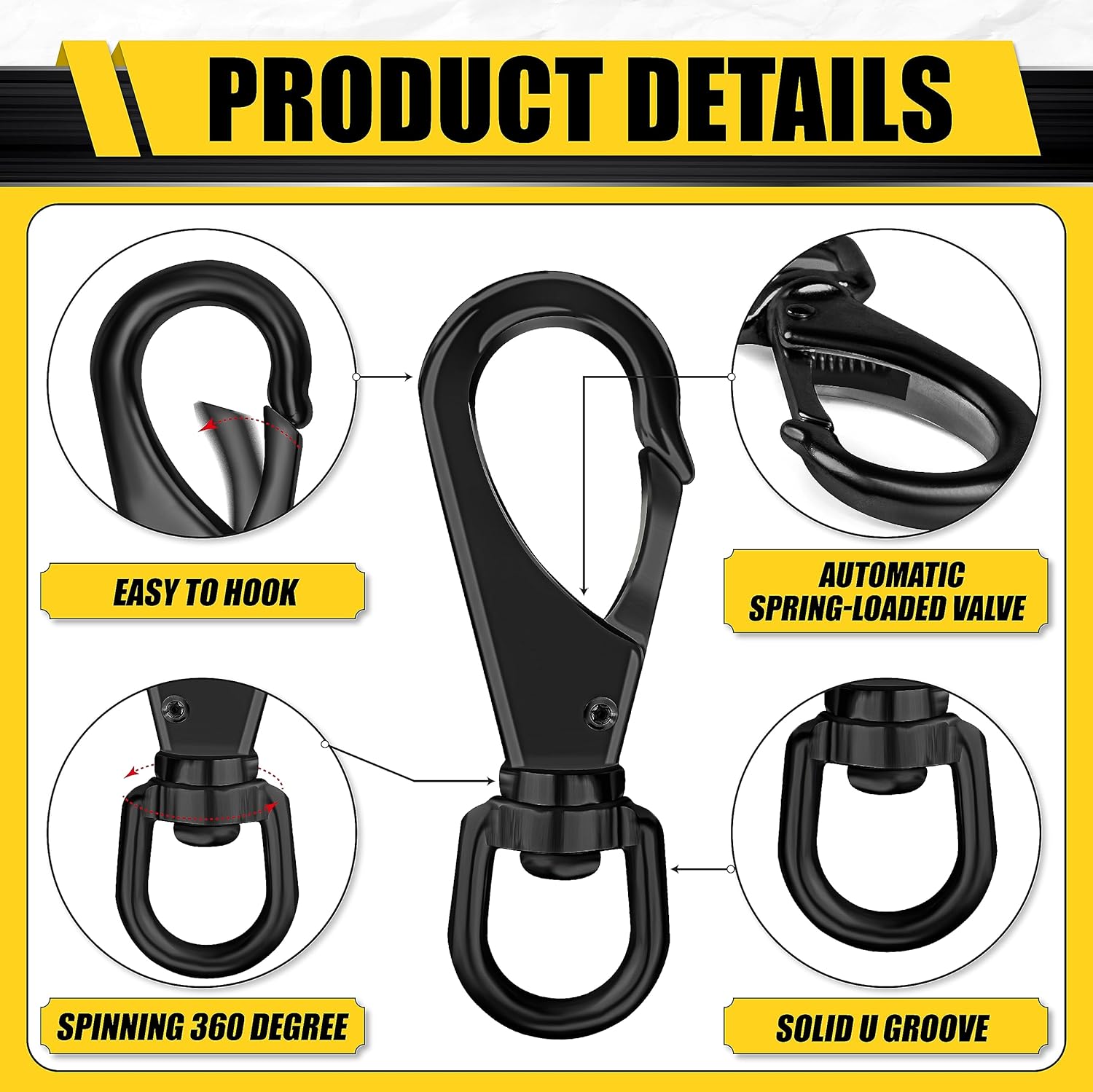 Sturdy Stainless Steel Swivel Eye Snaps 220 lbs Capacity
