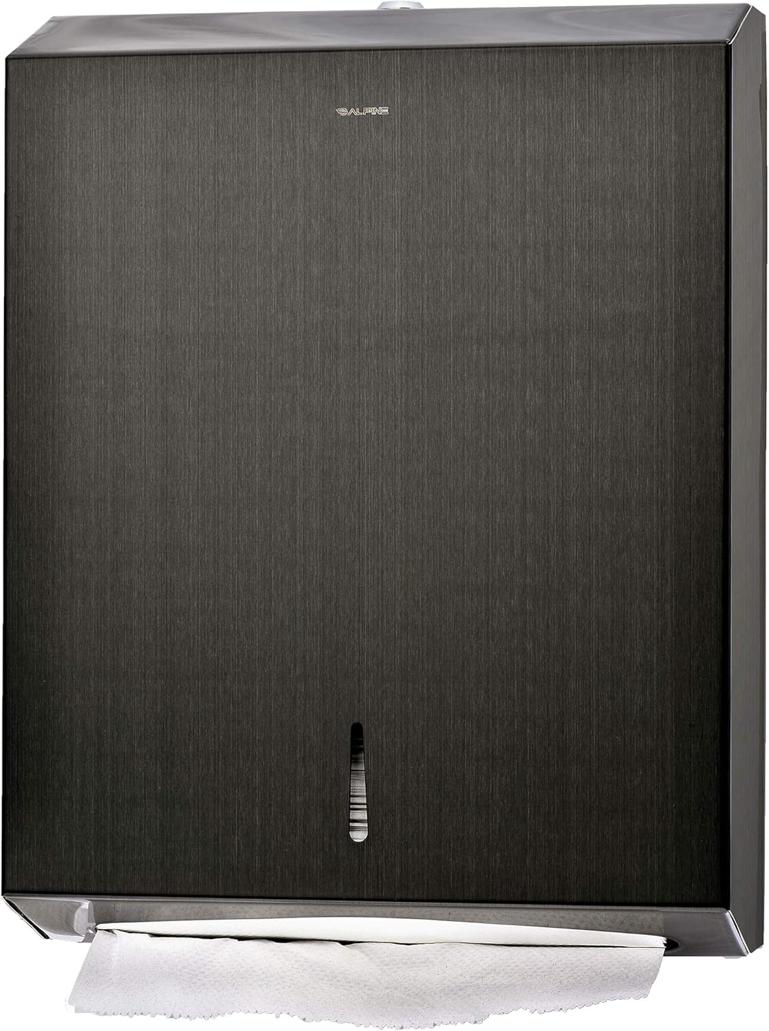 Alpine Black Towel Dispenser - Industrial Wall-Mount