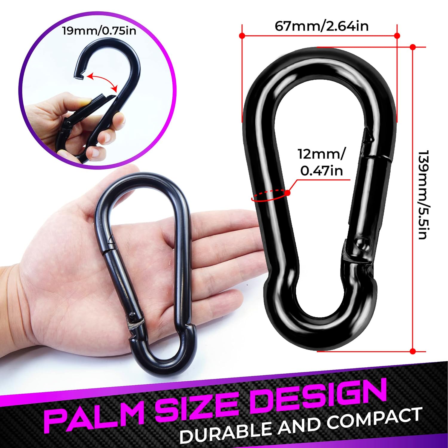 PAMAZY 1000LBS Spring Snap Hooks 2-Pack