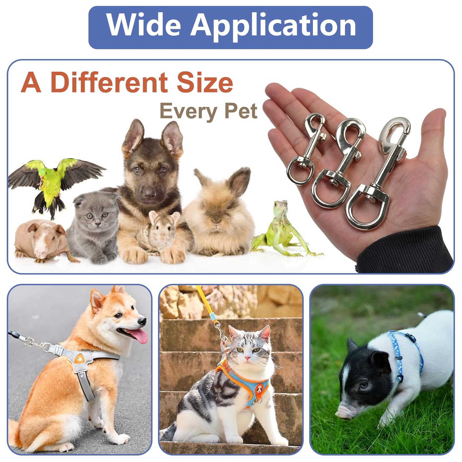 Durable Animal Snap Hooks SPNKMJUJ 6-Pack Zinc Alloy Snap Clips