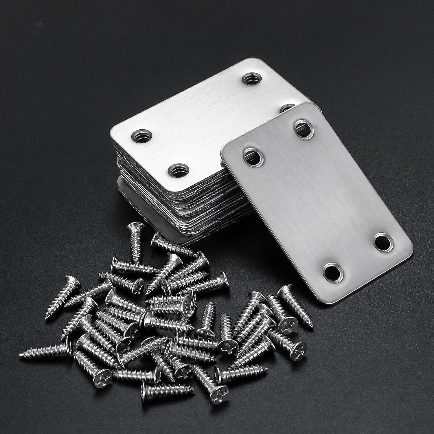20-Piece Stainless Steel Flat Mending Plates for Wood Furniture