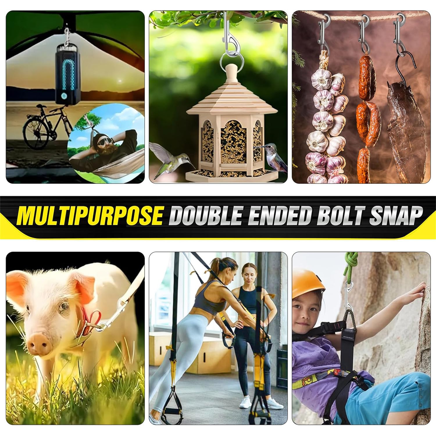 Double-Ended Bolt Snaps Keys for Dogs Zinc Alloy