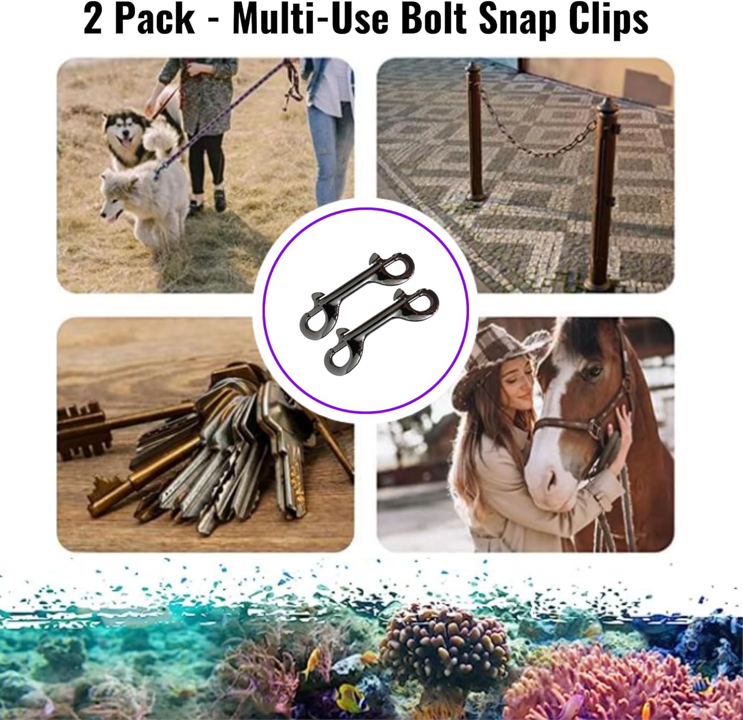 Marine Grade 4 Inch Double Ended Bolt Snaps with SS316 Spring