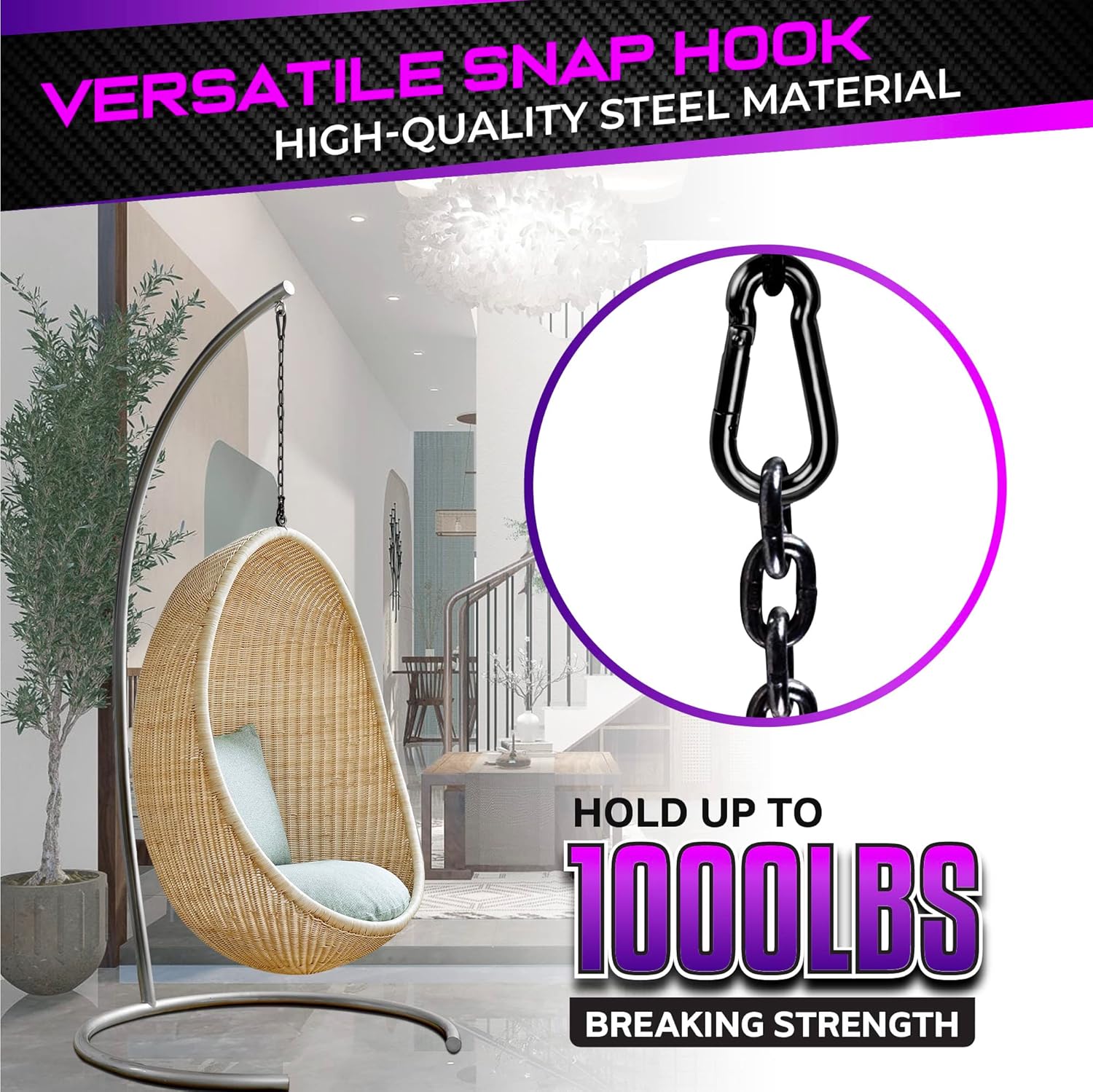 PAMAZY 1000LBS Spring Snap Hooks 2-Pack