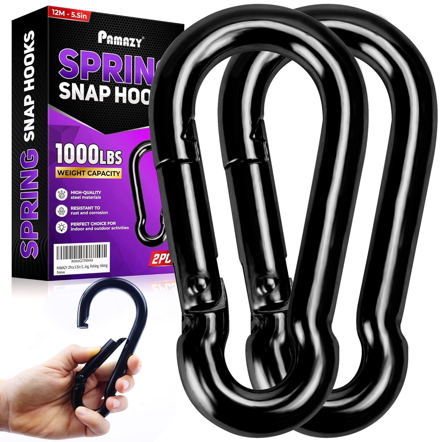 PAMAZY 1000LBS Spring Snap Hooks 2-Pack
