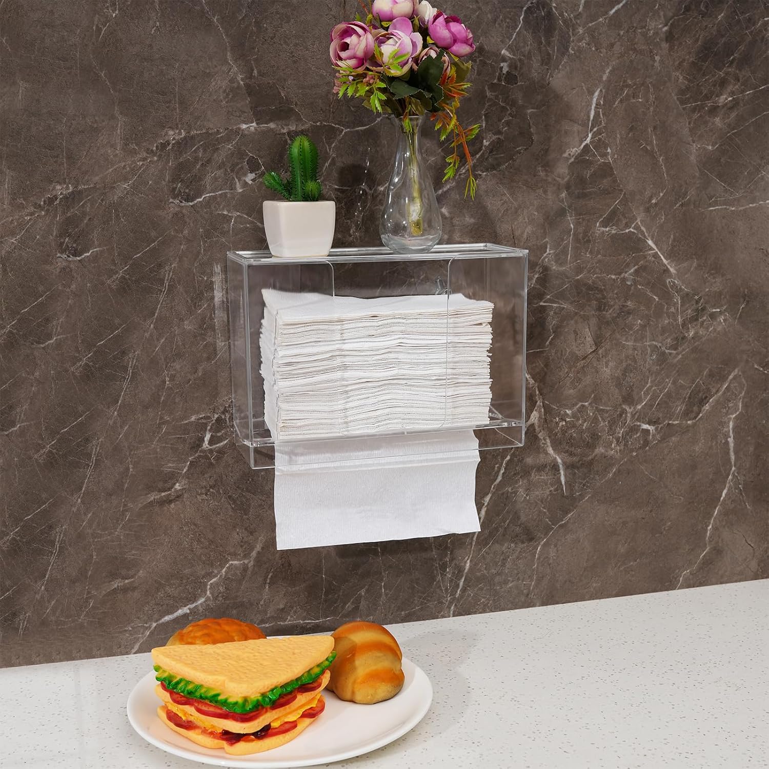 Premium Clear Acrylic Paper Towel Dispenser with Removable Lid